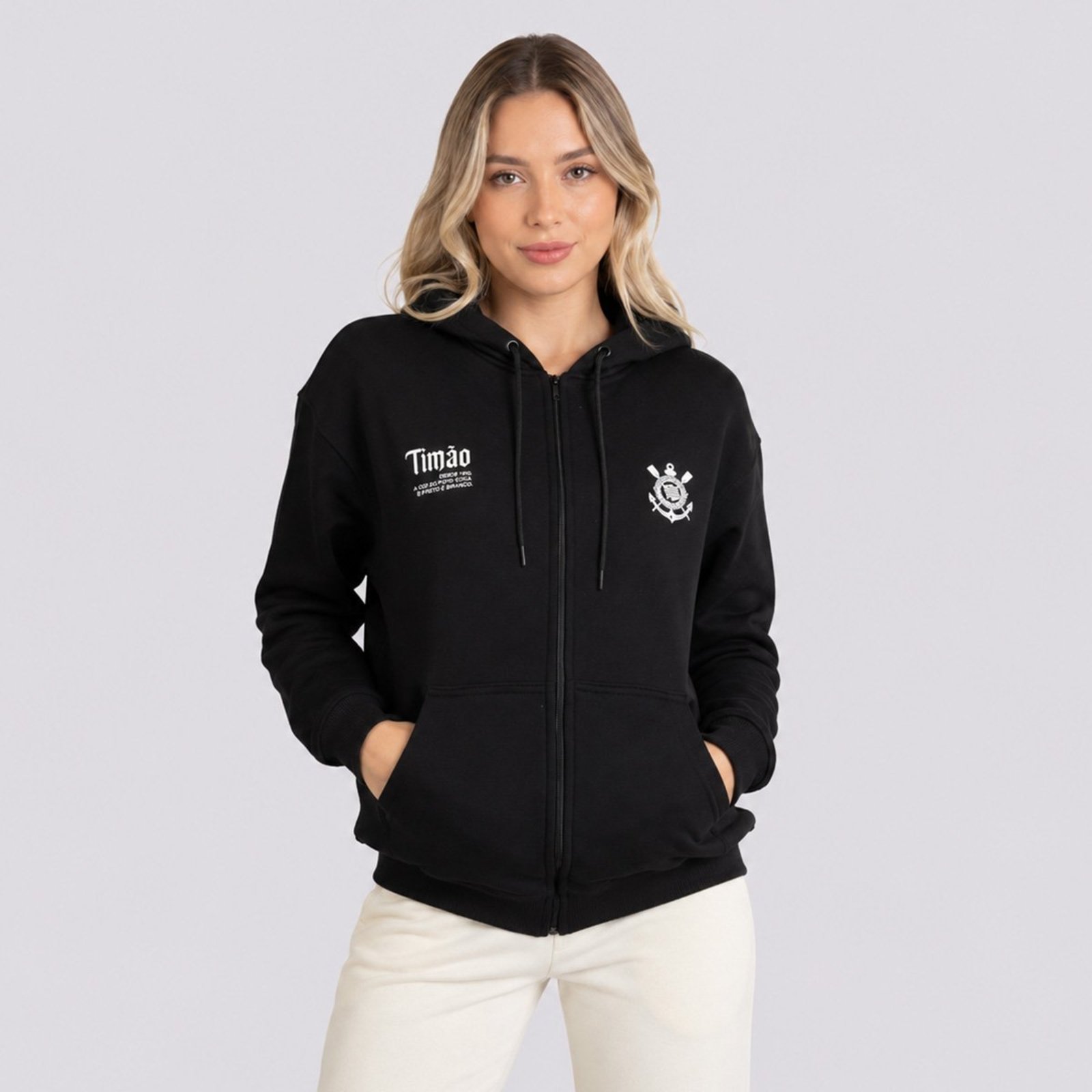Jaqueta Corinthians Luz da Fiel Feminino Preto