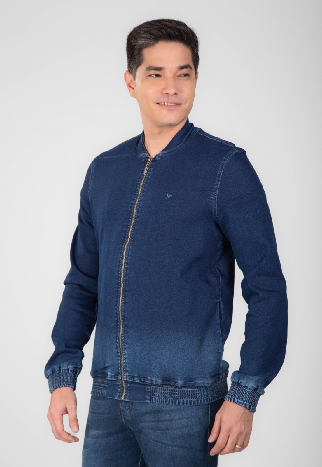 Vista 3 Jaqueta Traymon Moletom Jeans Zíper azul Traymon azul