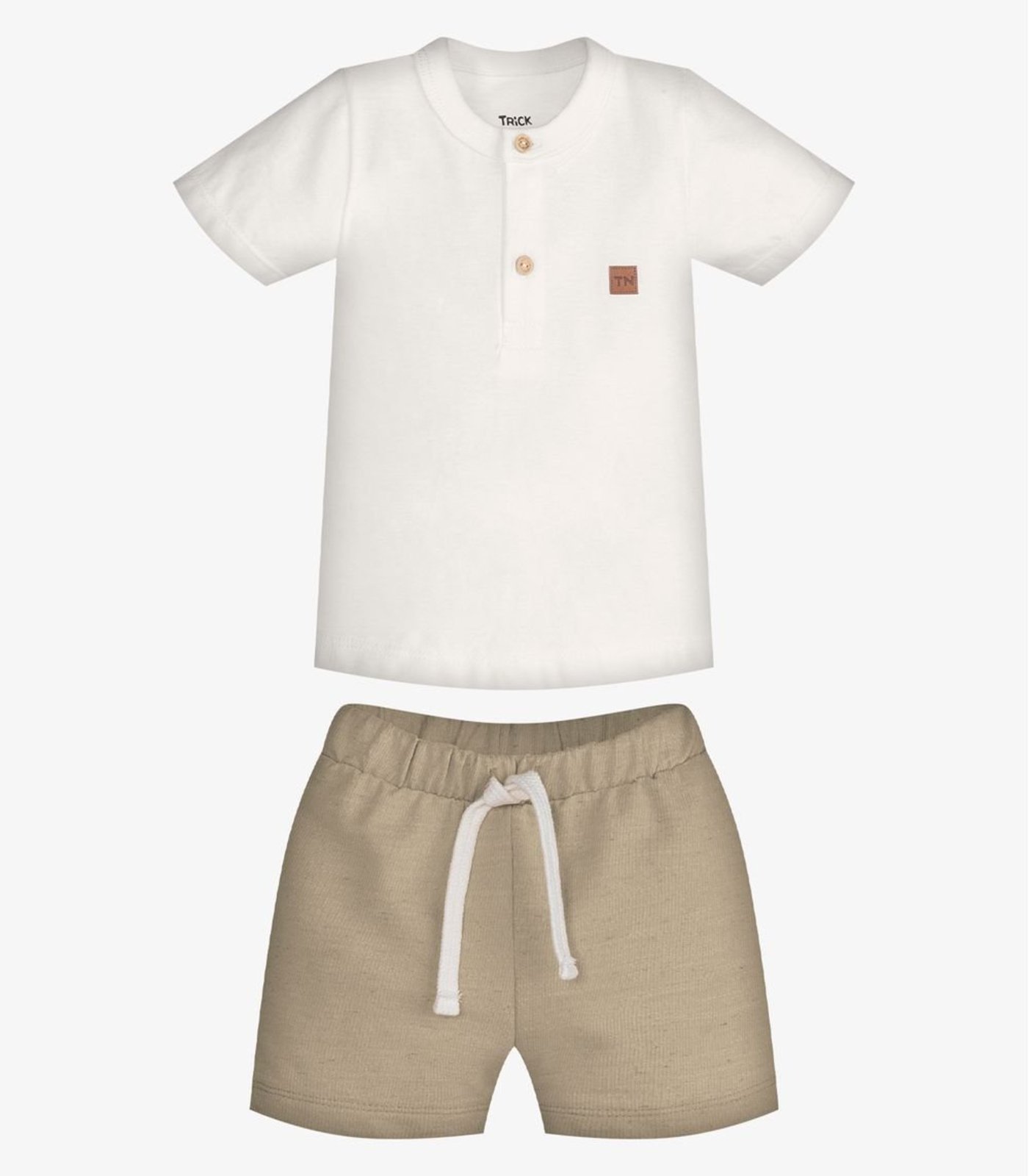 Infantil - Conjunto Camiseta Com Bermuda Trick Nick Bege