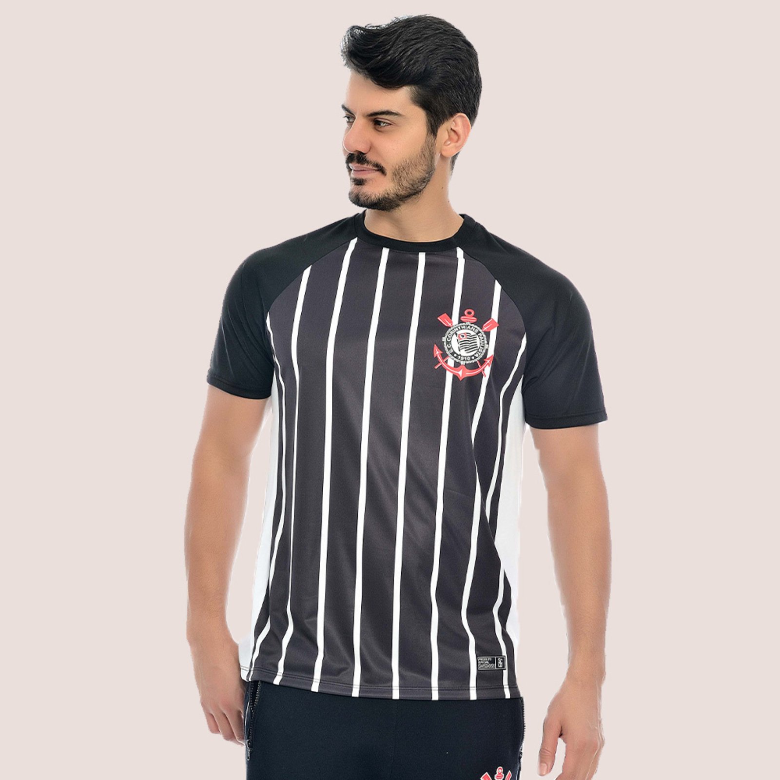 Camiseta Masculina Corinthians Listrada Oficial Preto