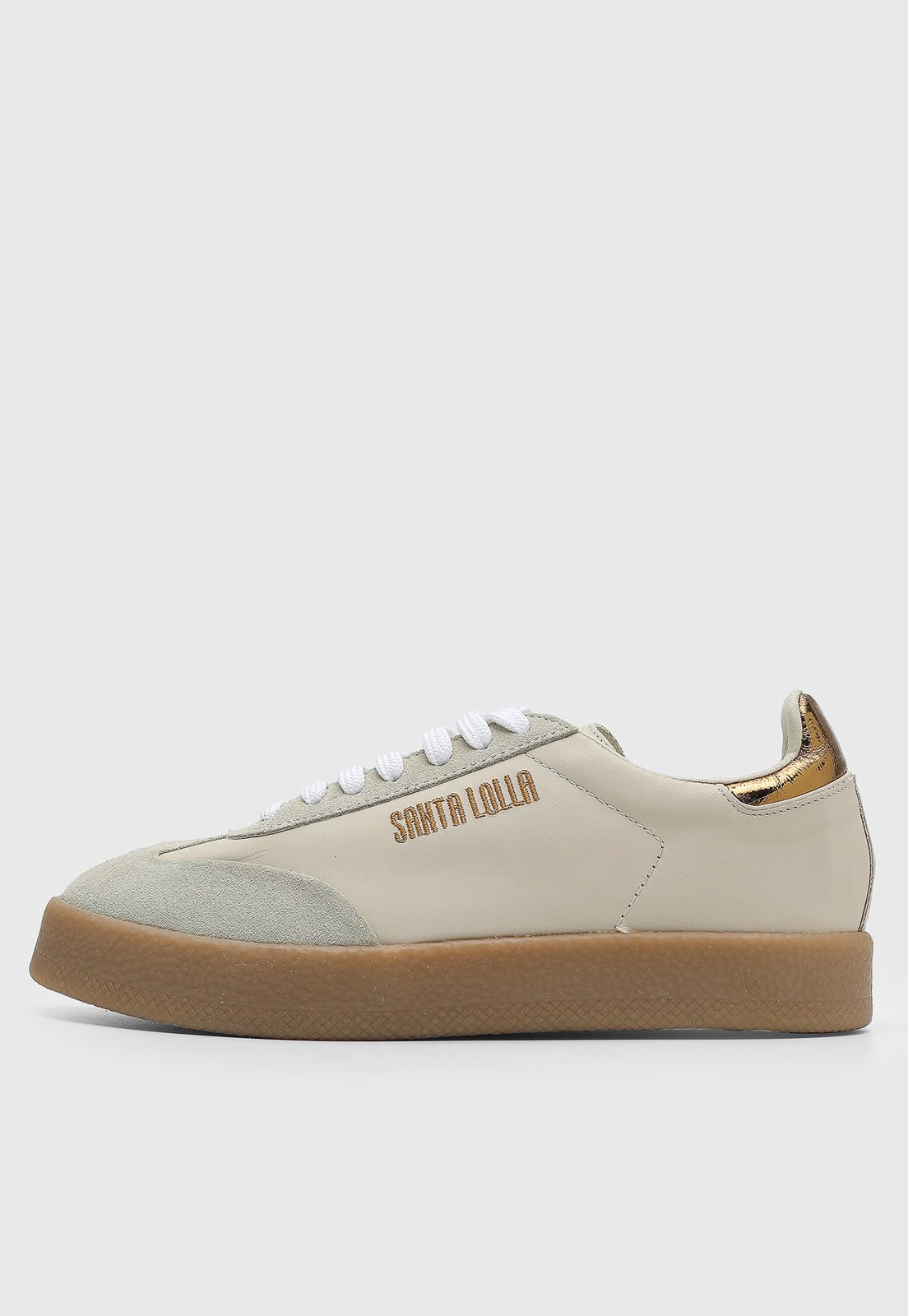 Tênis Feminino Santa Lolla Detalhe Dourado Bege
