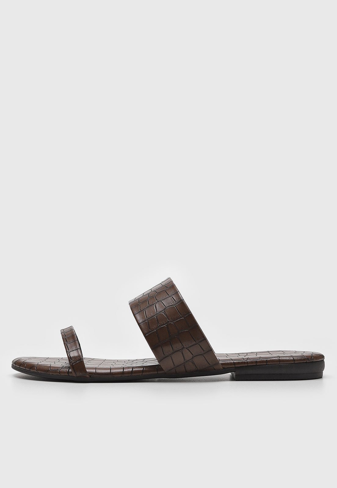 Rasteira Slide Via Mia Croco Marrom