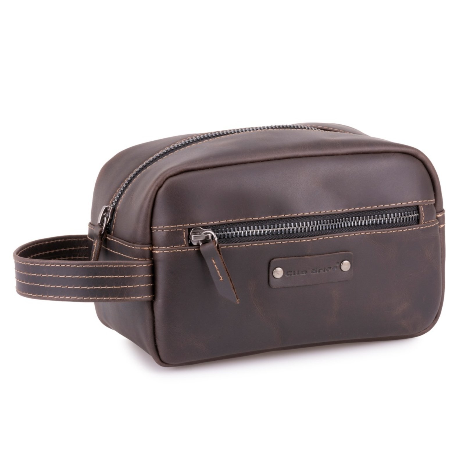 Necessaire Estojo Bolsa De Mão Couro Legítimo Espaçosa marrom escuro
