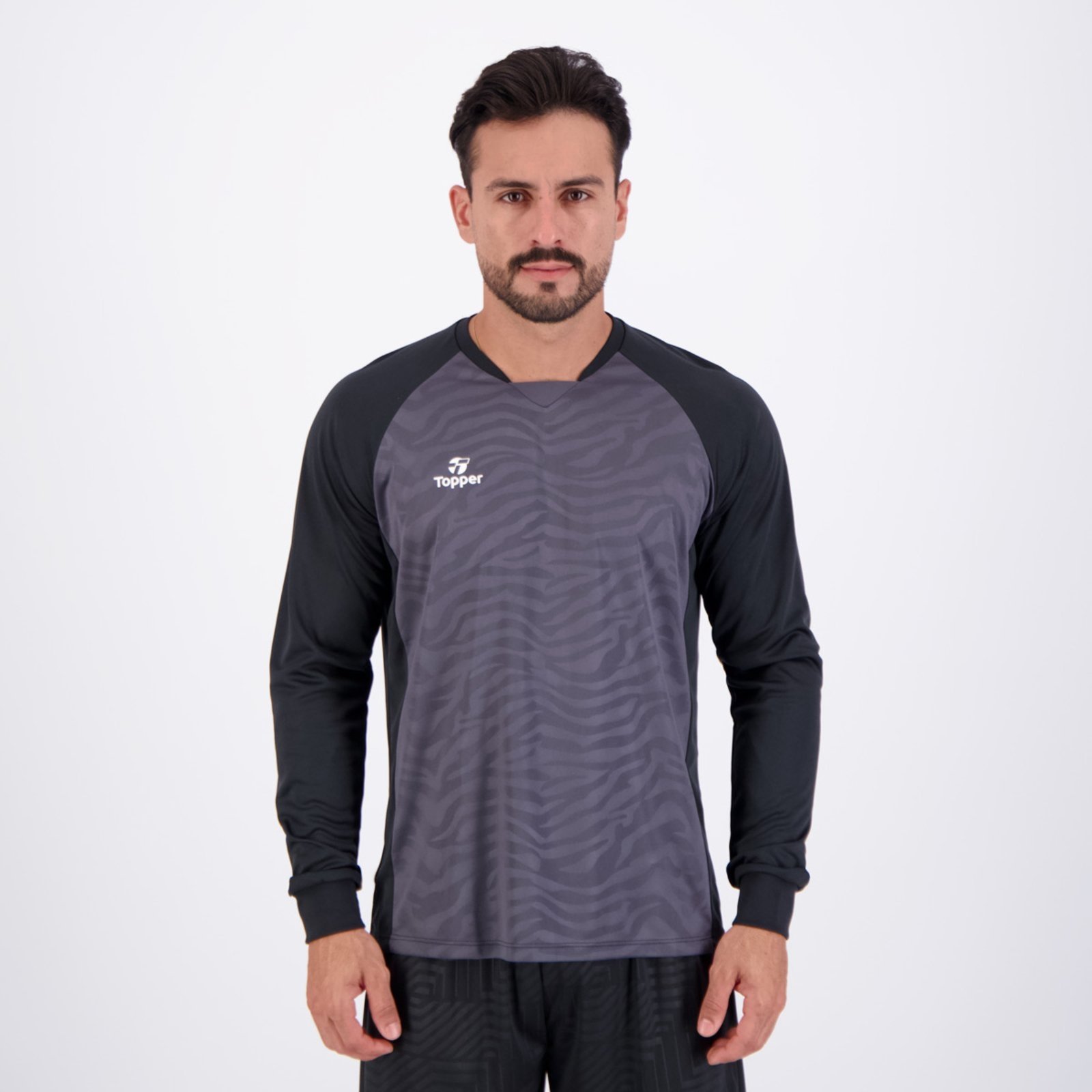 Vista 2 Camisa Topper Goleiro Classic II Manga Longa Grafite cinza Topper cinza