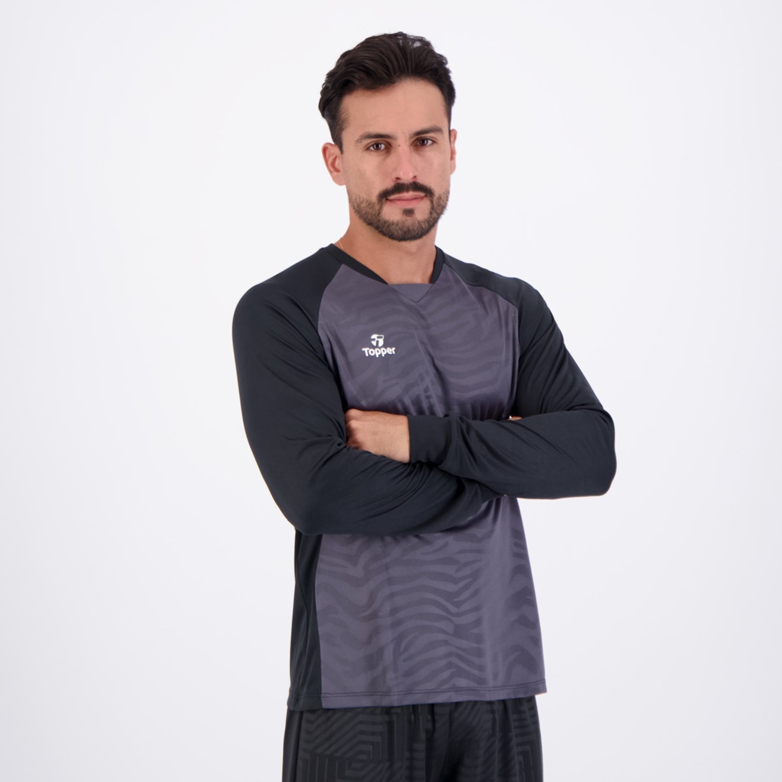 Vista 3 Camisa Topper Goleiro Classic II Manga Longa Grafite cinza Topper cinza