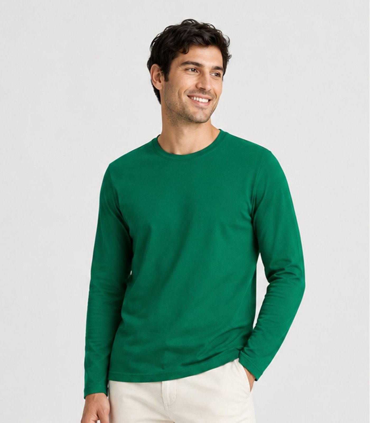 Camiseta Manga Longa Meia Malha Masculina Select Verde