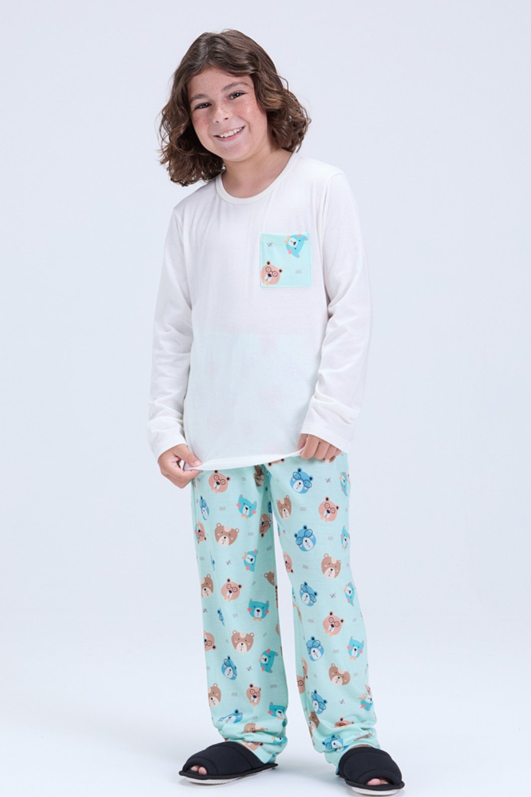 Pijama Masculino Inverno Bolsinho Estampado