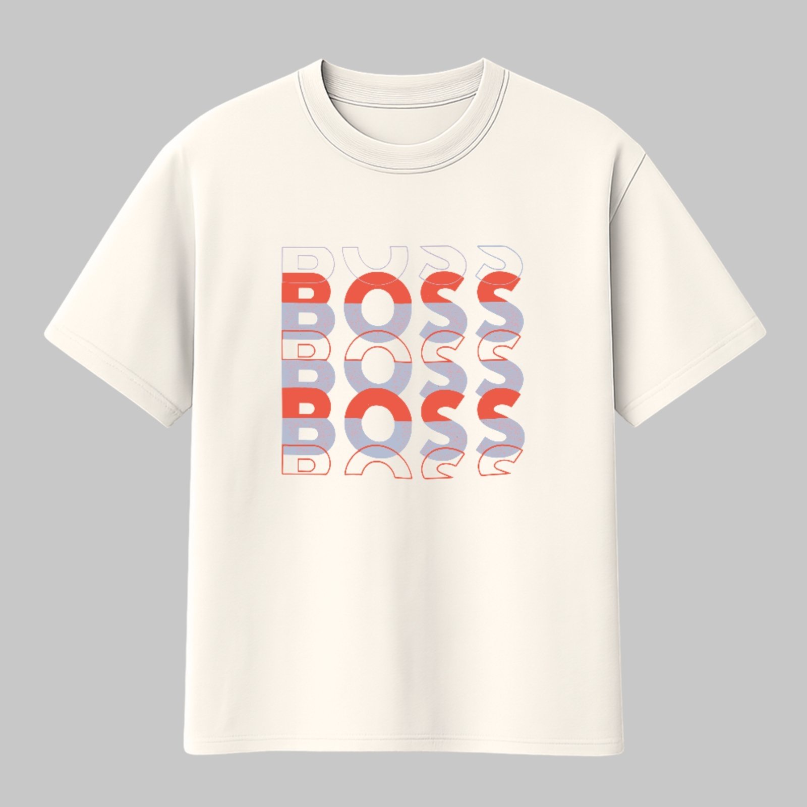 Camiseta Básica Moda Urbana Boss Estilosa Premium Casual Off White