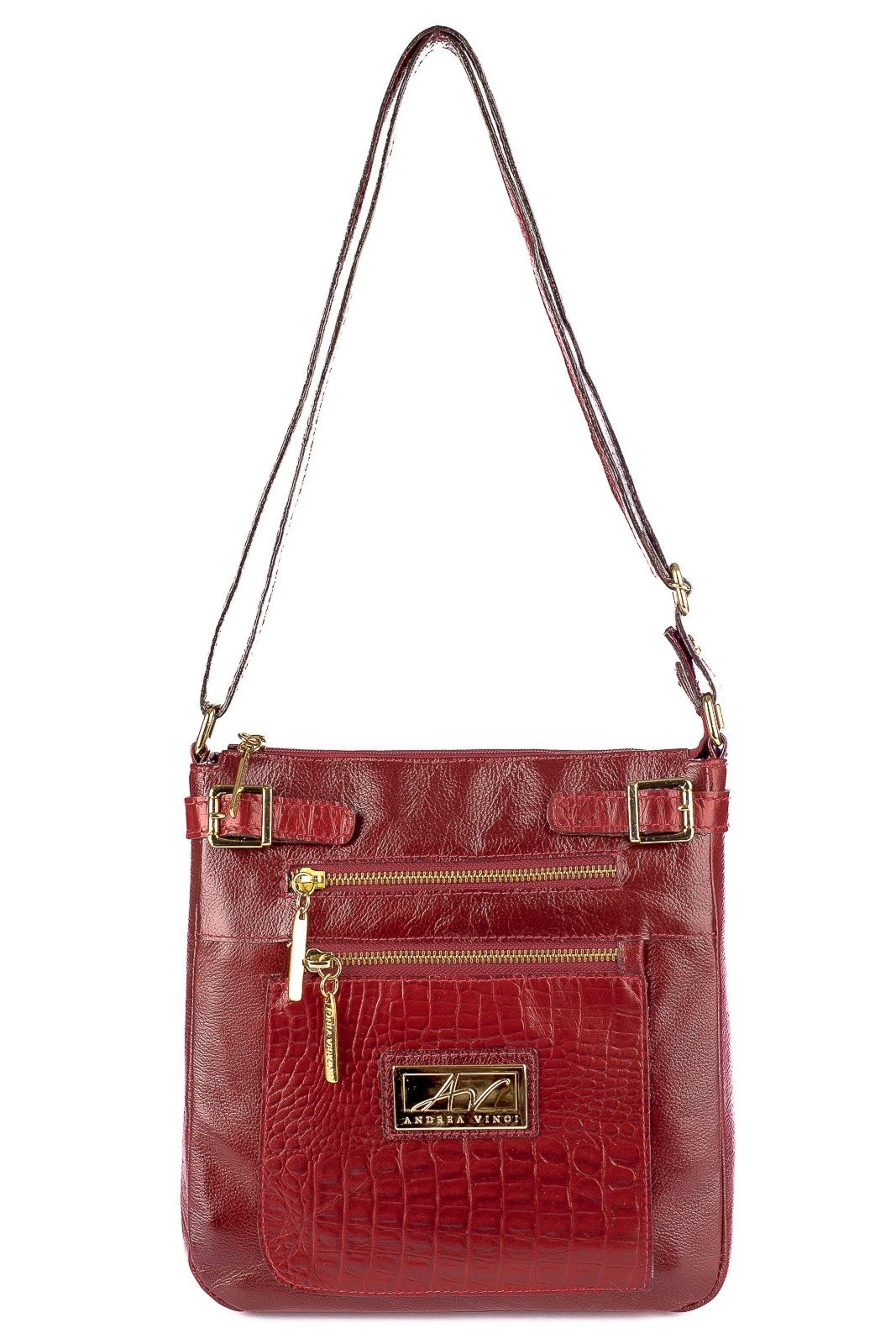 Bolsa Transversal de couro croco Chloe - Vermelho