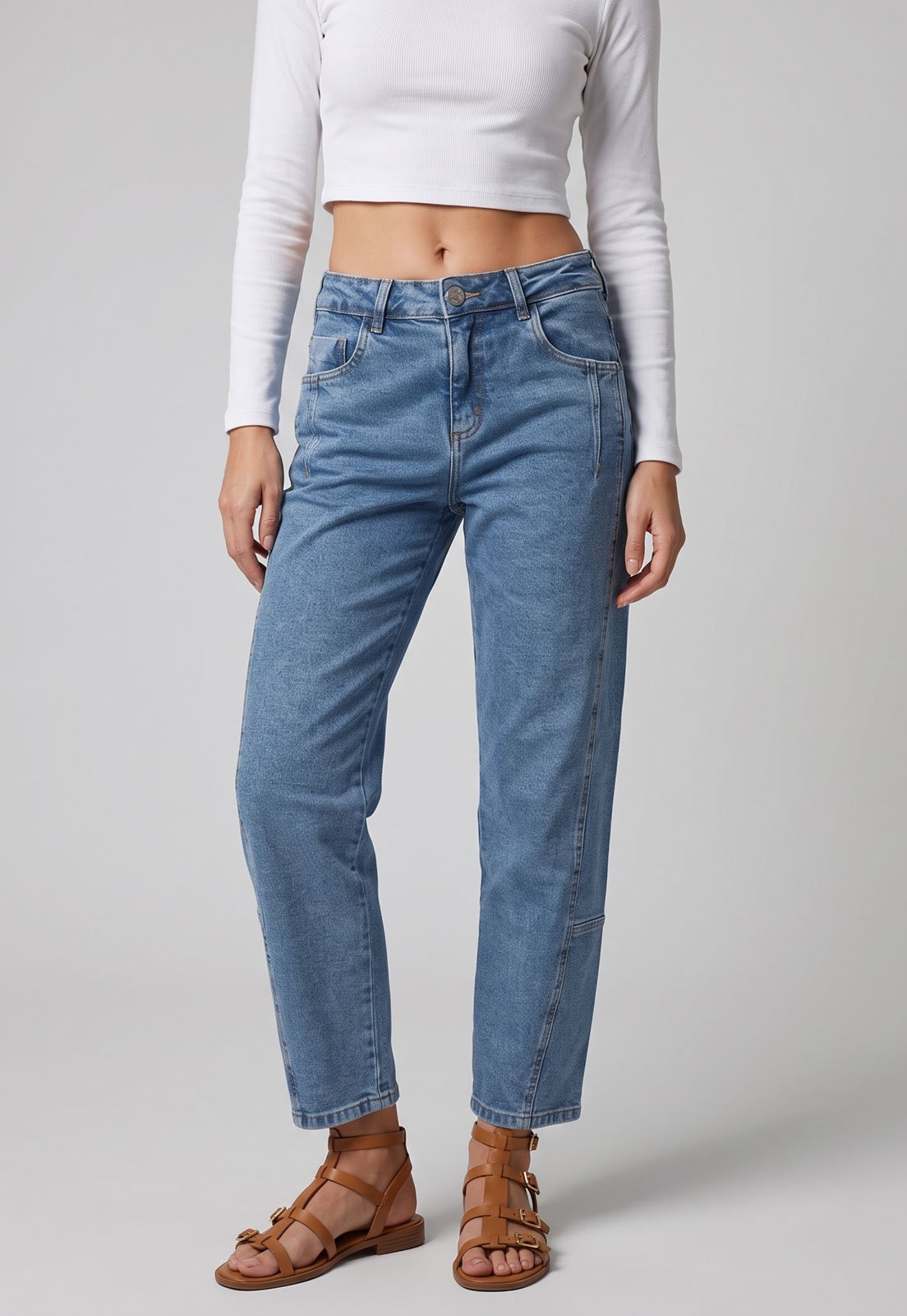 Calça Jeans Feminina Sawary Barrel Azul