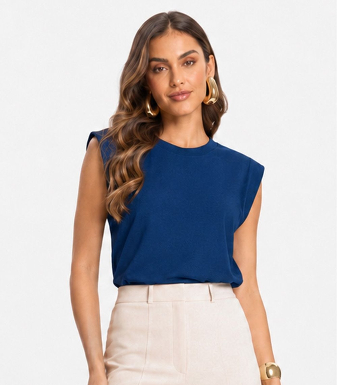 Blusa Feminina Manga Curta Infinita Cor Azul