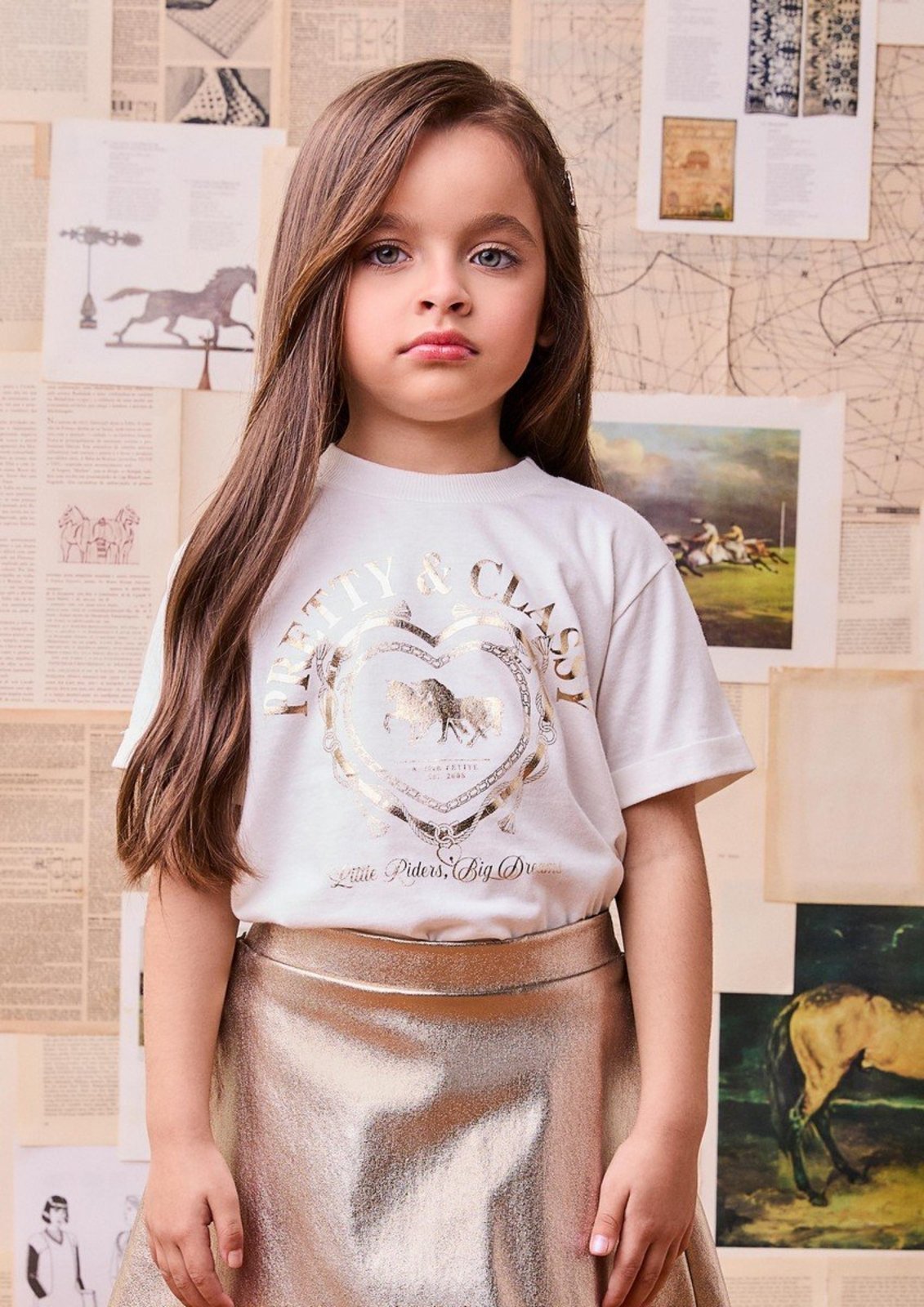 Infantil - Blusa Off White com Foil Dourado