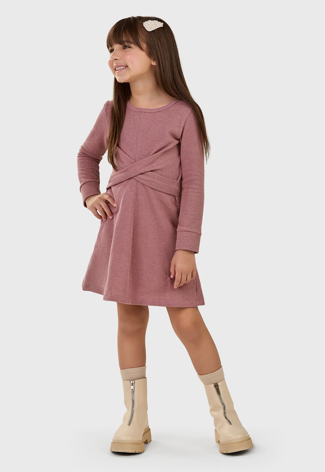 Vista 2 Infantil - Vestido Elian Transpasse Frontal Elian rosa