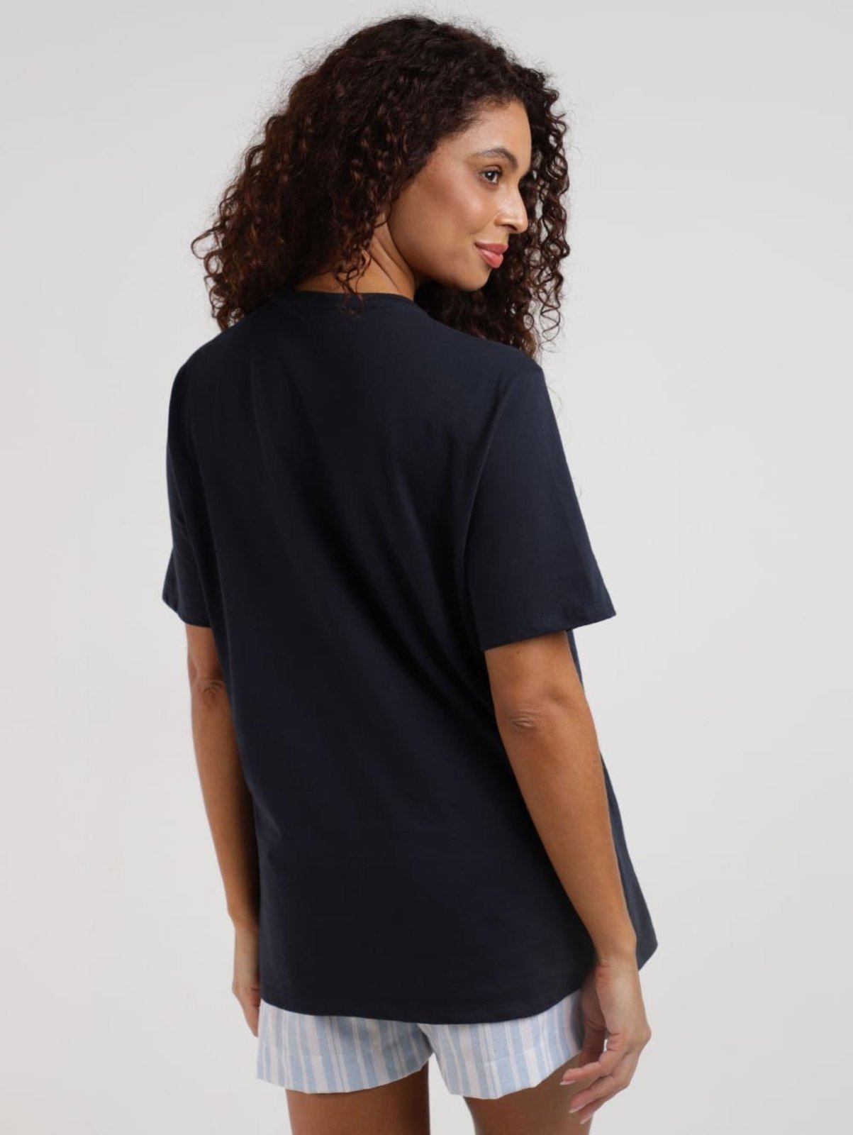 Vista 3 Blusa Com Bordados Manga Curta Autentique Feminina MARINHO azul Autentique azul