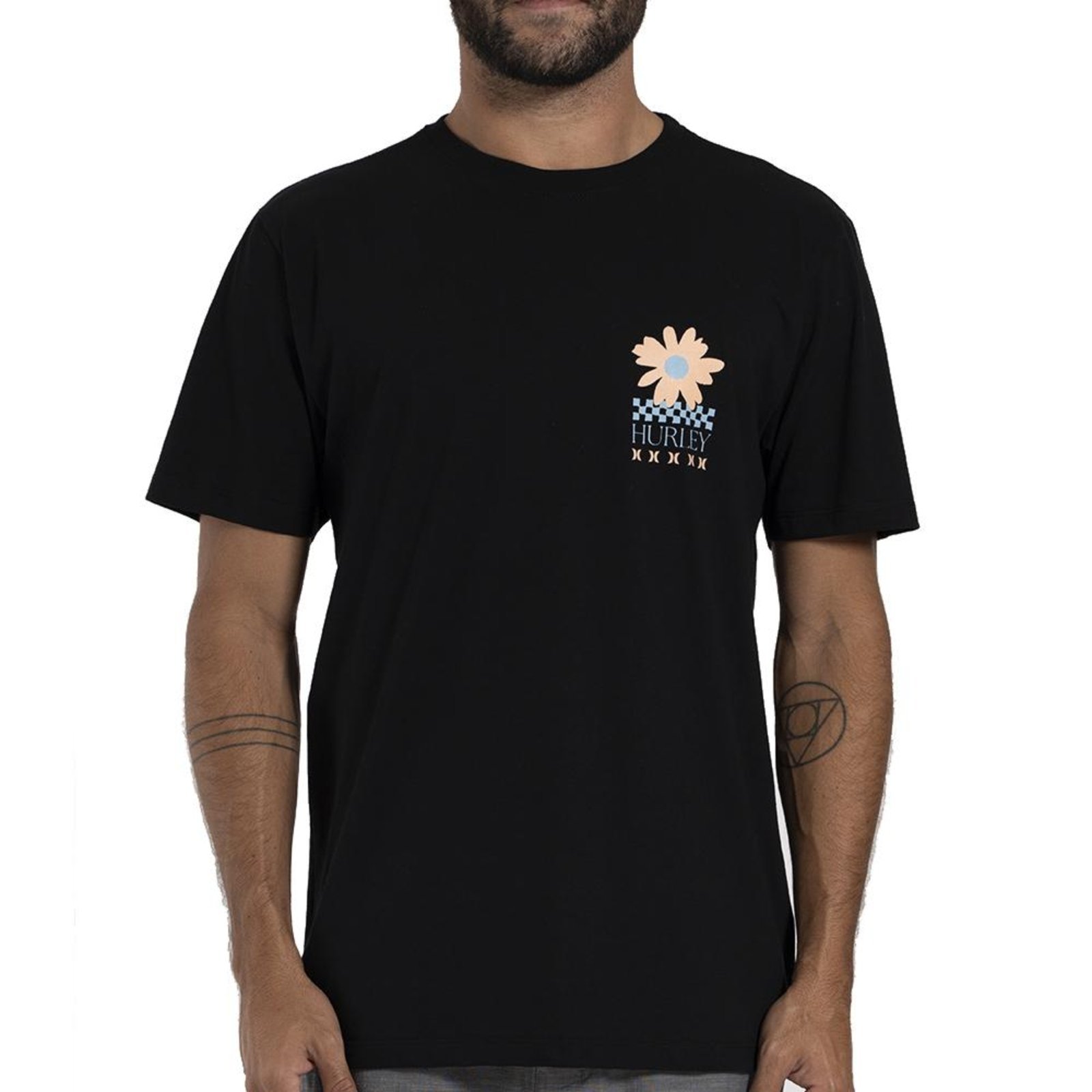 Camiseta Hurley New Flower WT26 Masculina Preto
