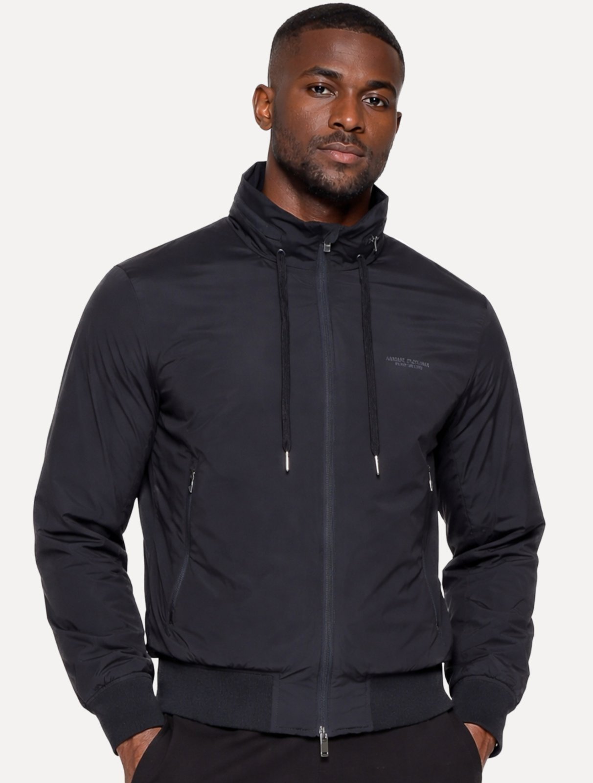 Jaqueta Armani Exchange Masculina Nylon Elástico Azul Marinho
