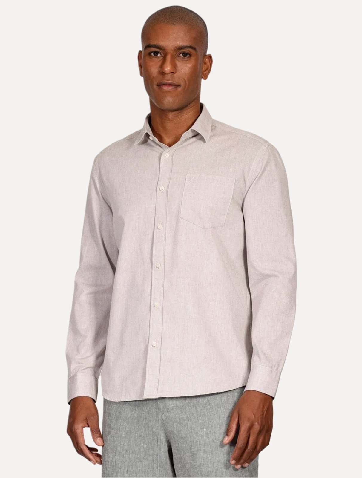 Vista 2 Camisa Aramis Masculina Regular Algodão Lotte Pocket Mescla cáqui Aramis cáqui