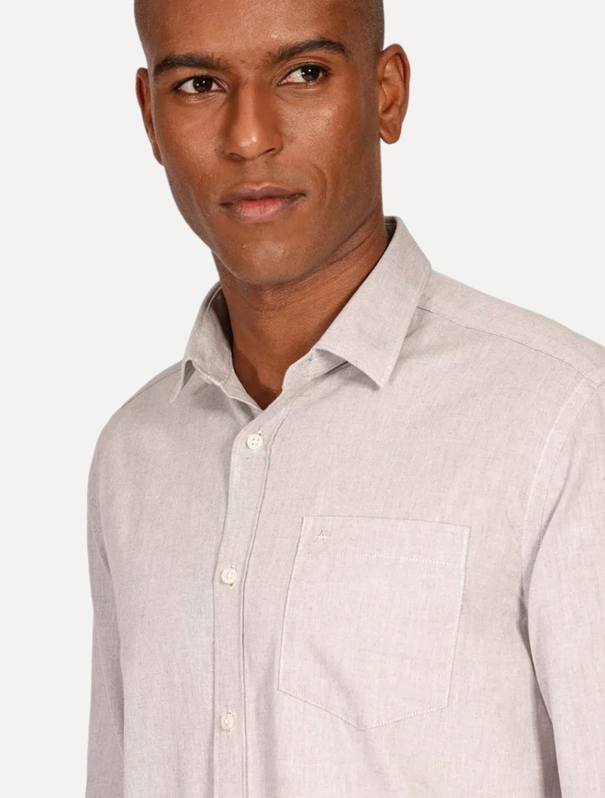 Vista 3 Camisa Aramis Masculina Regular Algodão Lotte Pocket Mescla cáqui Aramis cáqui