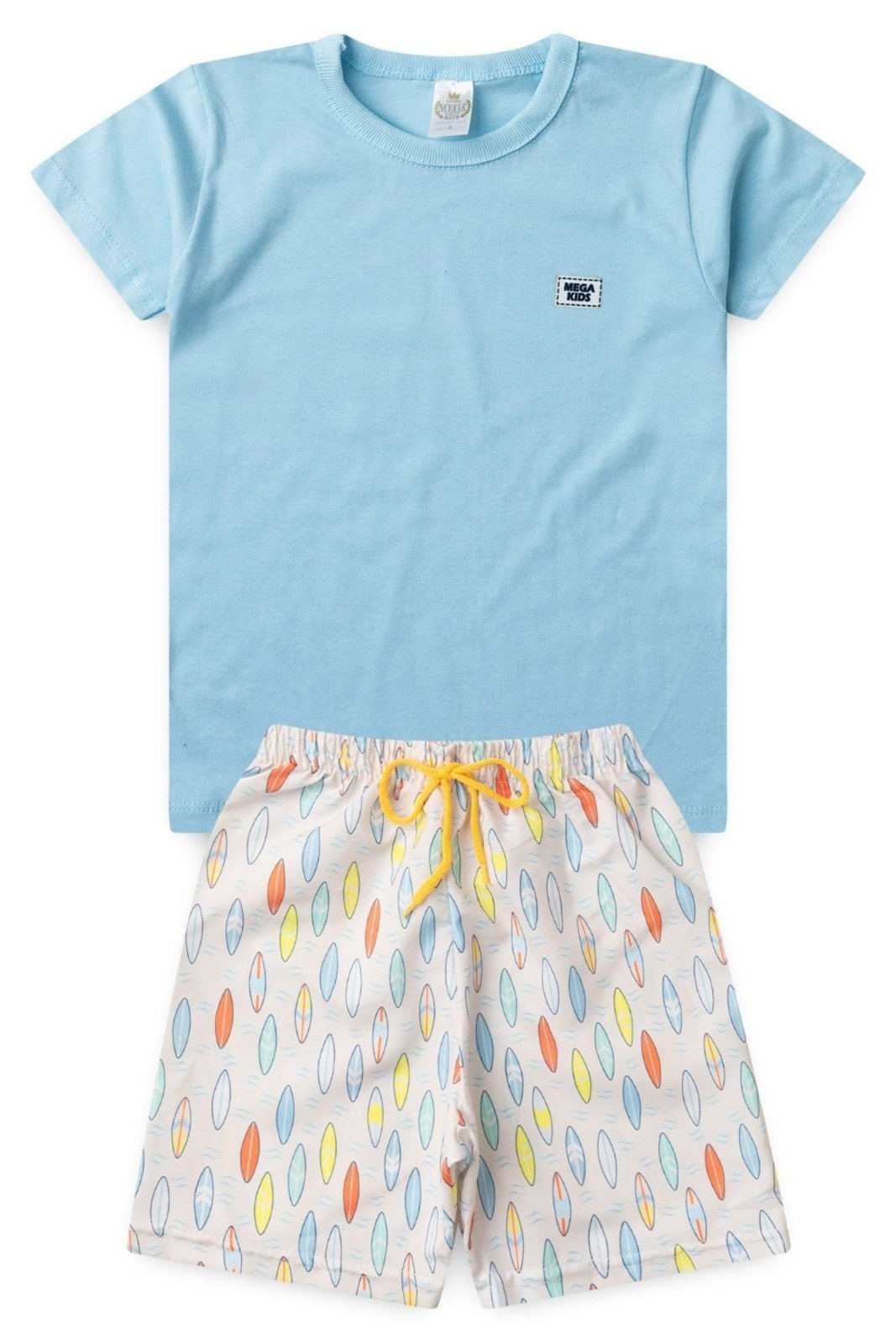 Vista 2 Infantil - Conjunto Verão Masculino Plaquinha Mega - Azul Mega Kids unico azul Mega Kids unico azul