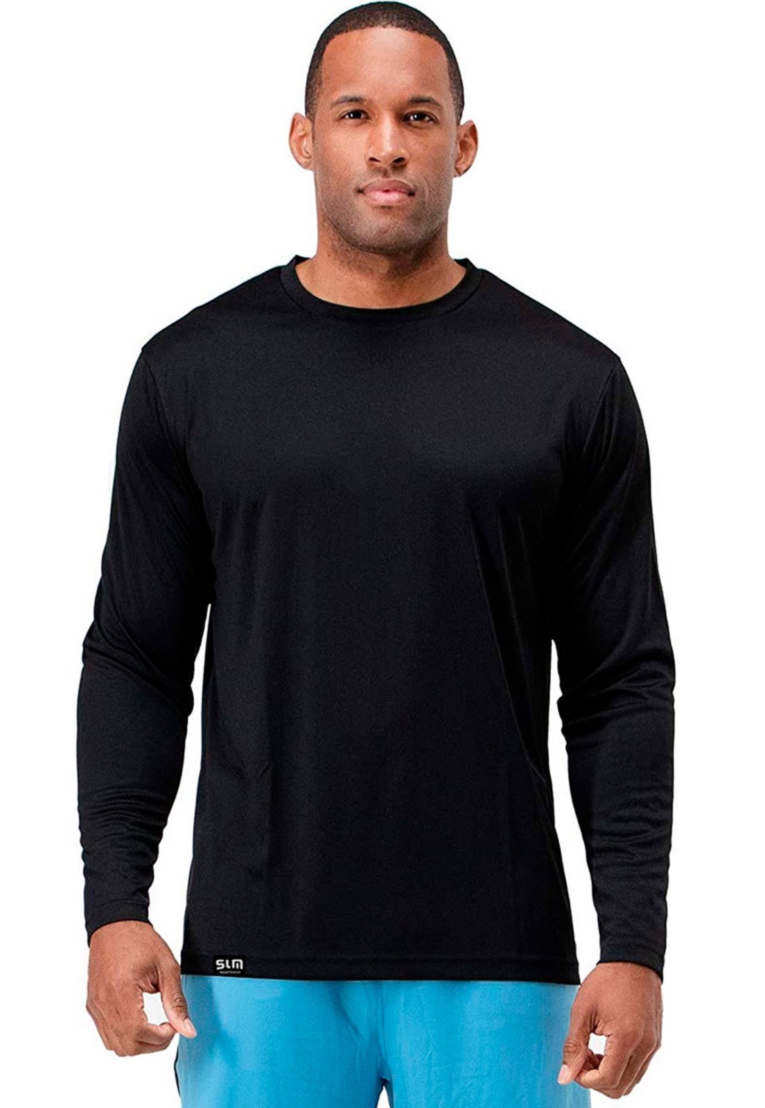 Camiseta UV de Proteção Solar Slim Fitness Preta