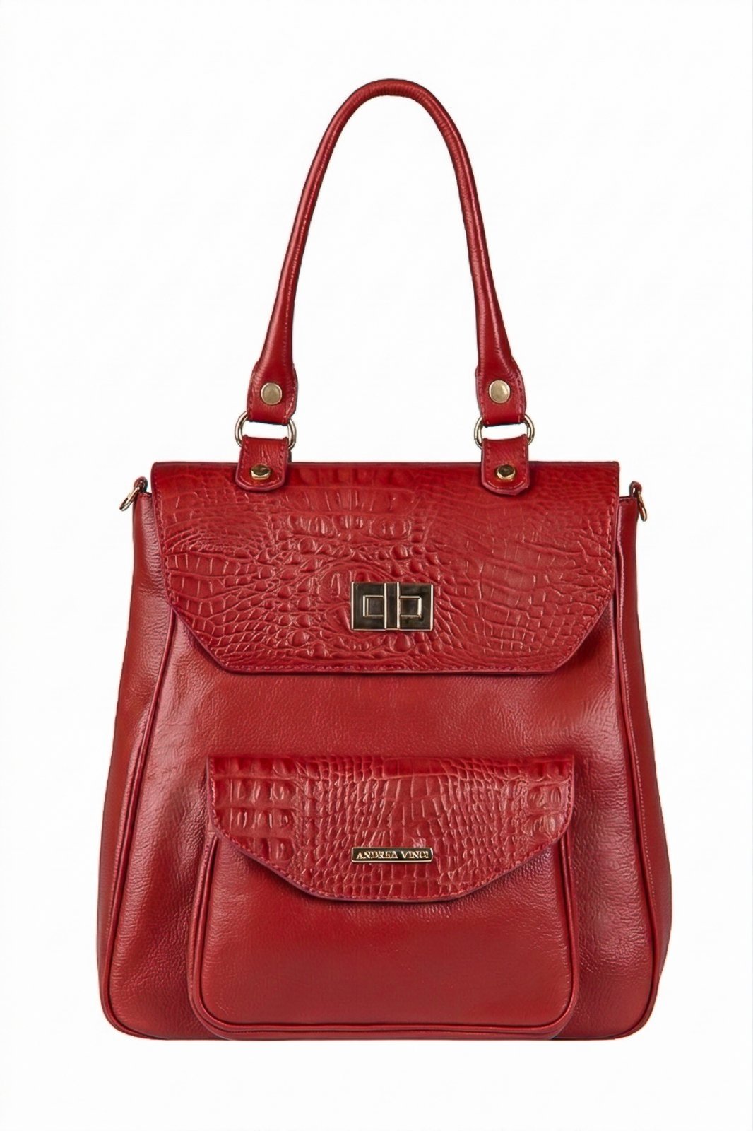 Vista 2 Mochila de couro croco Joanna Andrea Vinci bege Andrea Vinci bege