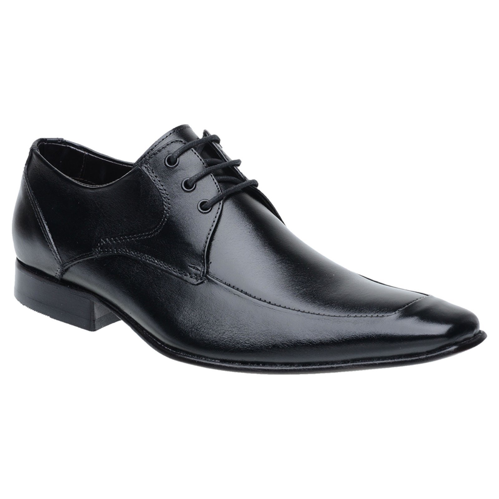 Sapato Social Derby Masculino Malbork Couro Preto Bico Fino Solado Borracha
