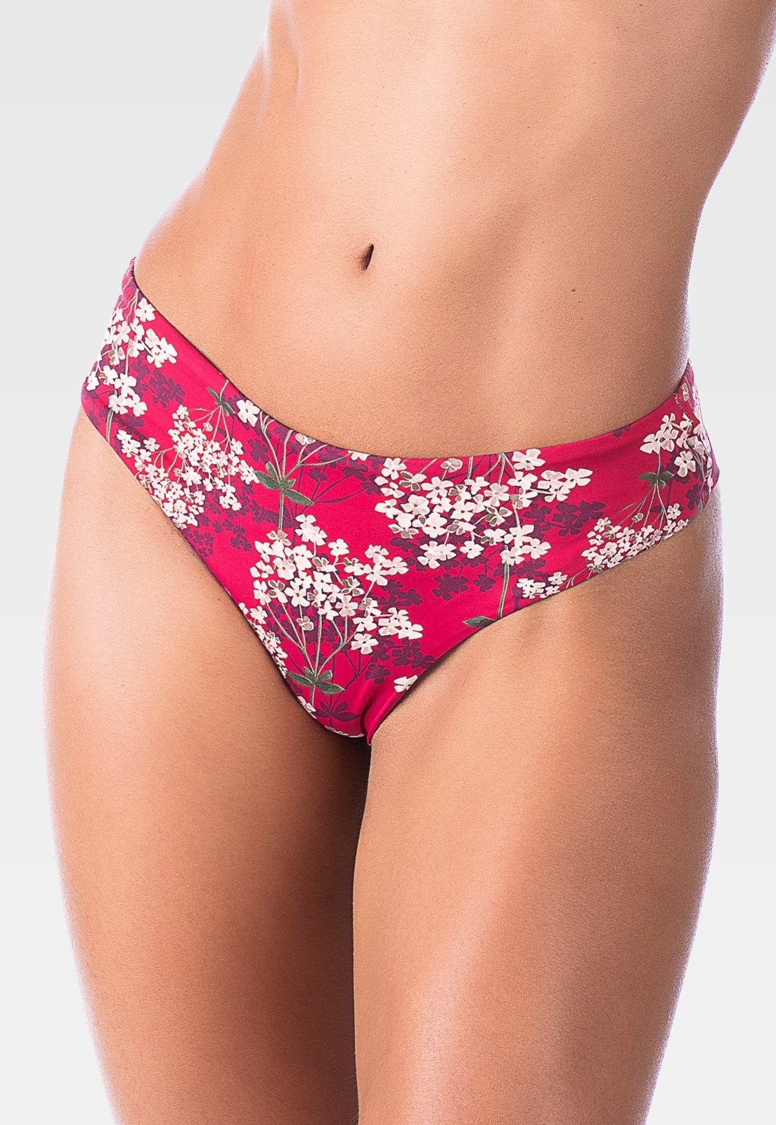 Calcinha Summer Soul Fio Duplo Cintura Baixa Floral Vermelho
