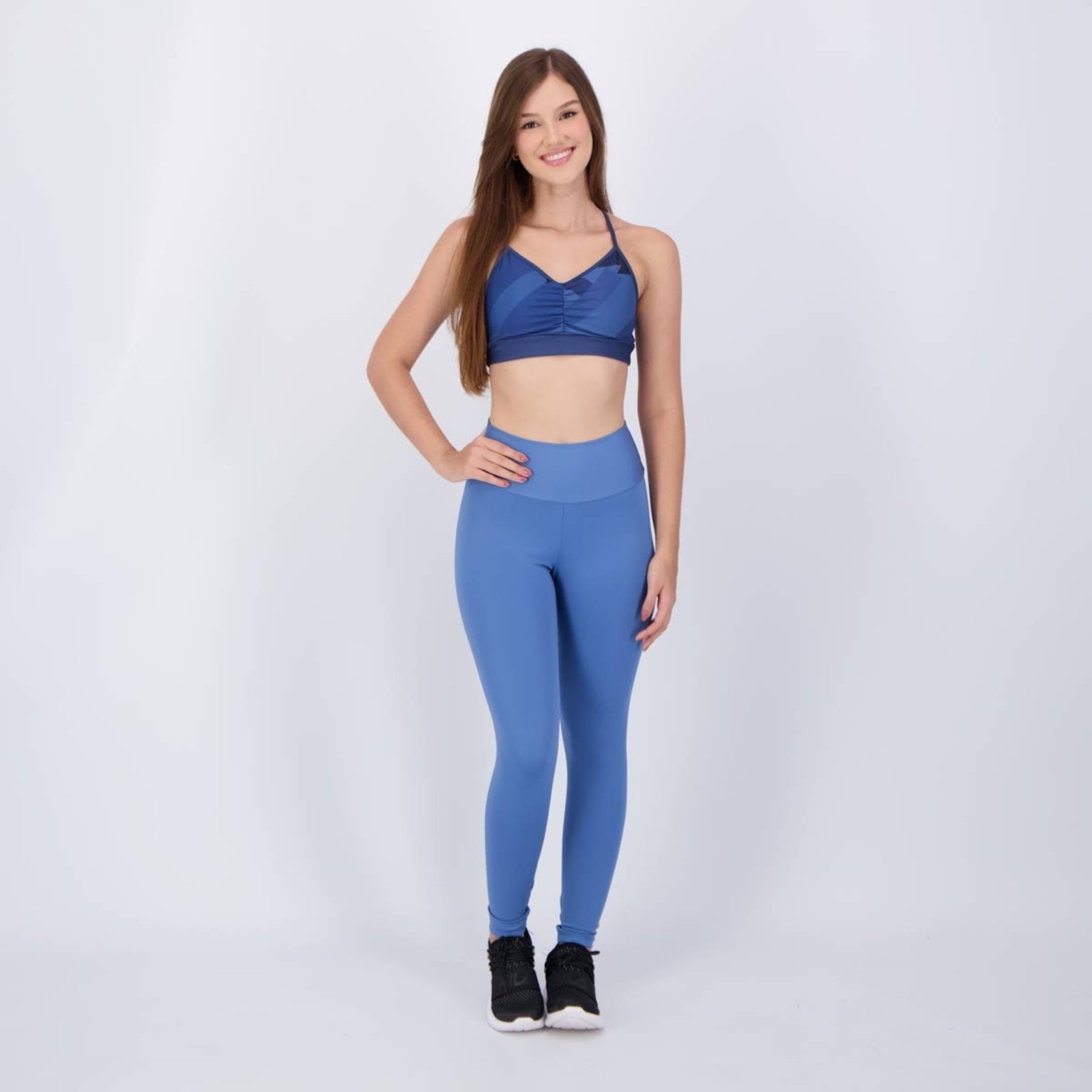 Vista 3 Conjunto Calça Legging e Top Area azul marinho Area azul marinho