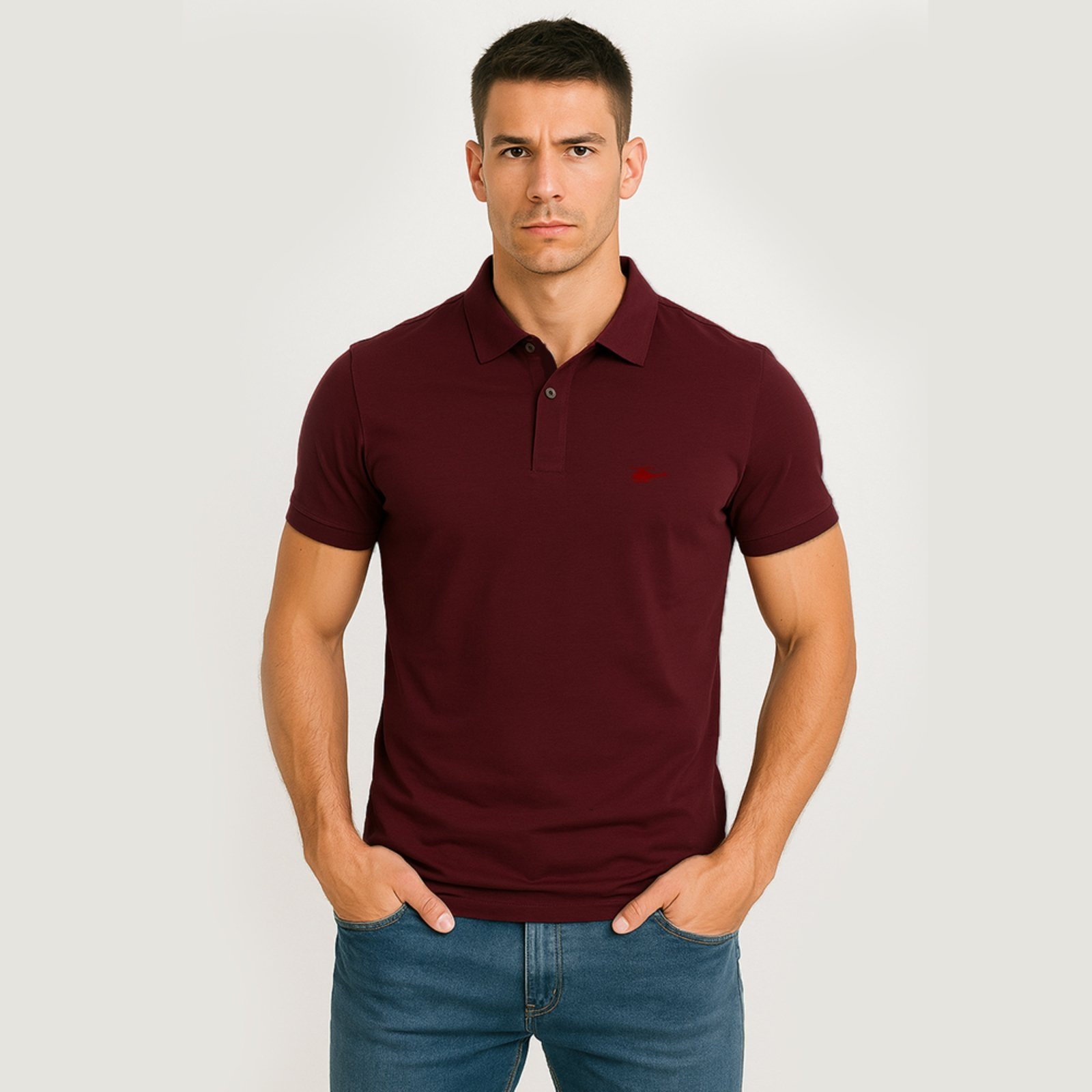 Camiseta Polo Masculina Básica Sallo Premium Marsala