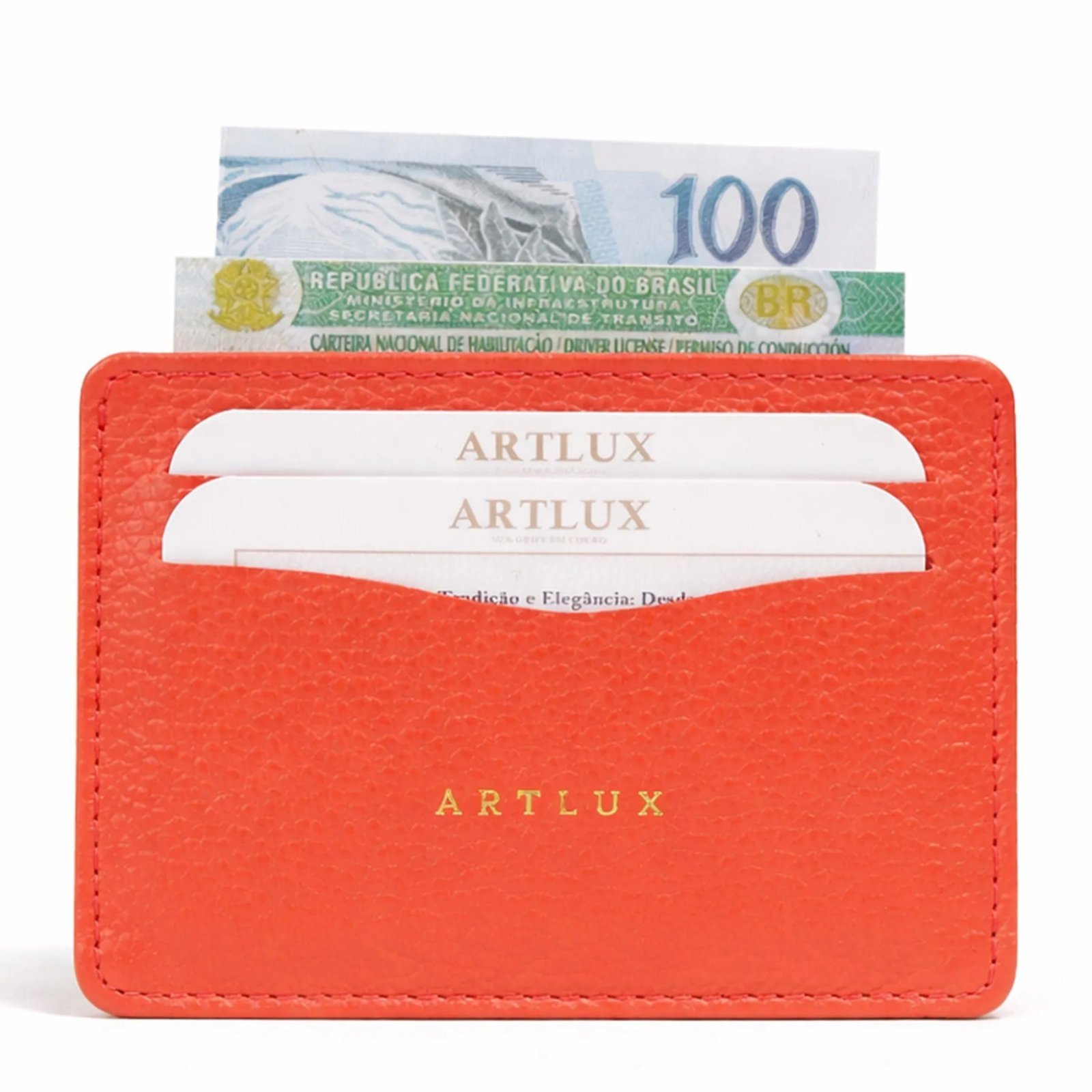 Porta Cartão e CNH em Couro Artlux 3062 Coral