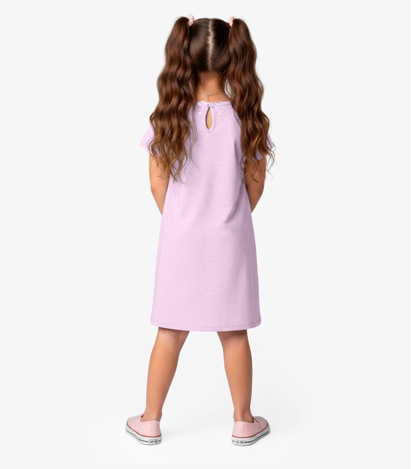 Vista 3 Infantil - Vestido em Moletinho Maquenetado Select rosa Select rosa