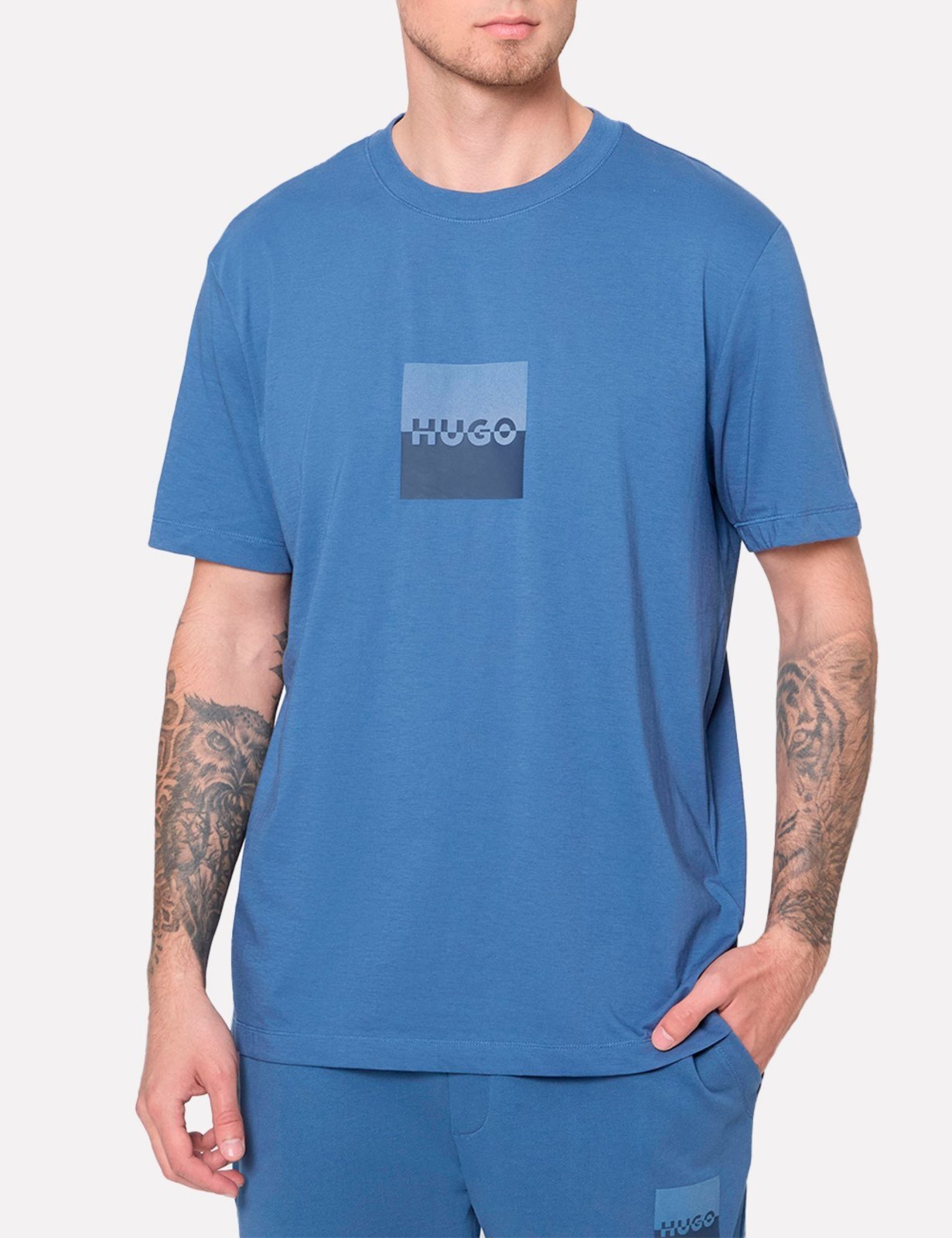 Camiseta Hugo Boss Masculina Regular Dusplit Azul Cobalto