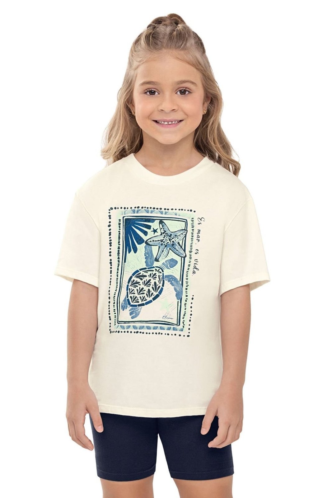 Infantil - Conjunto Menina Glitter Tartaruga Elian Bege