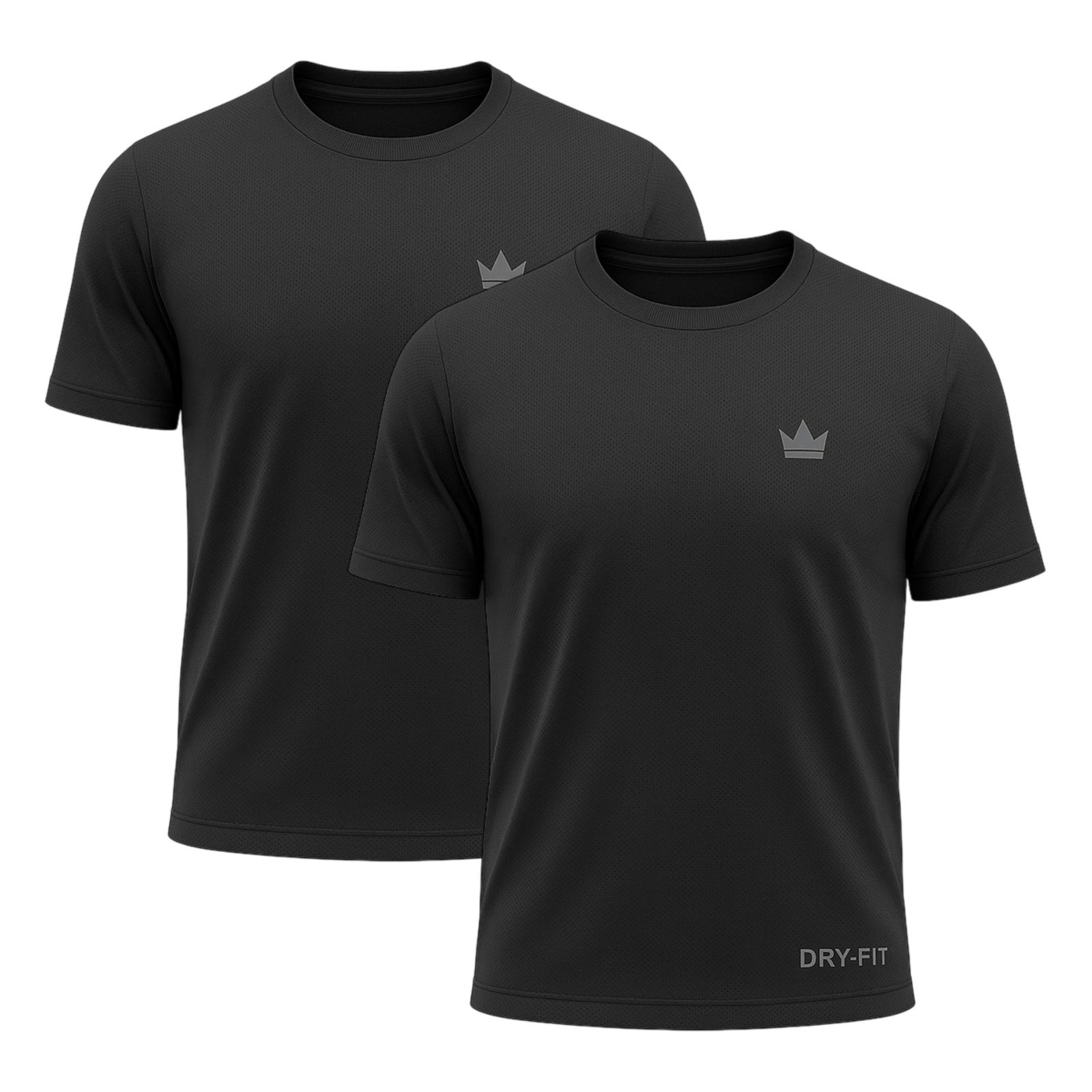 Vista 2 Kit 2 Camisetas Dry Fit Academia Treino Corrida UV Rei do Esporte Masculina Preta QLC SPORT preto QLC SPORT preto