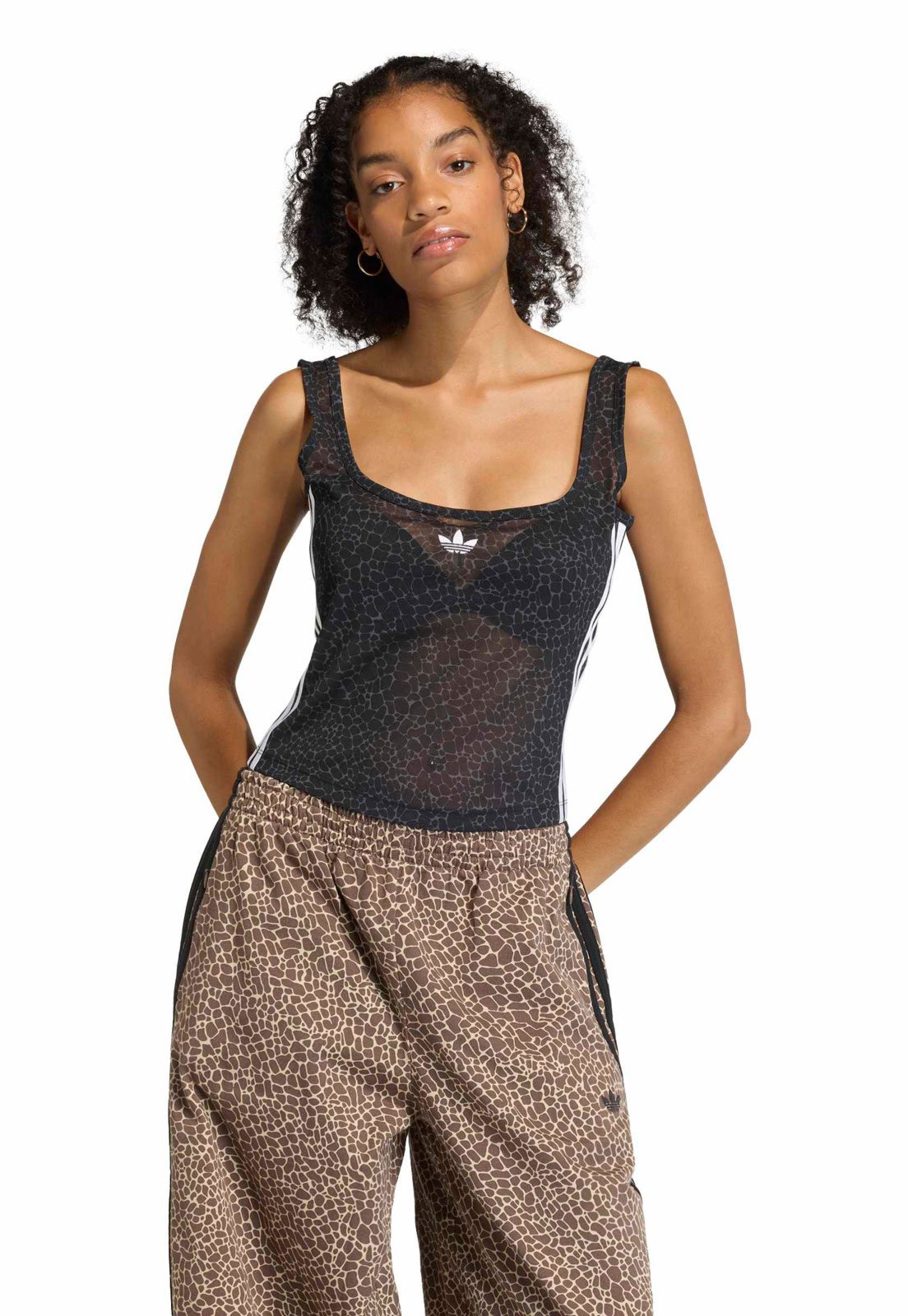 Regata Feminina adidas Originals Decote Quadrado Alças Largas Preta