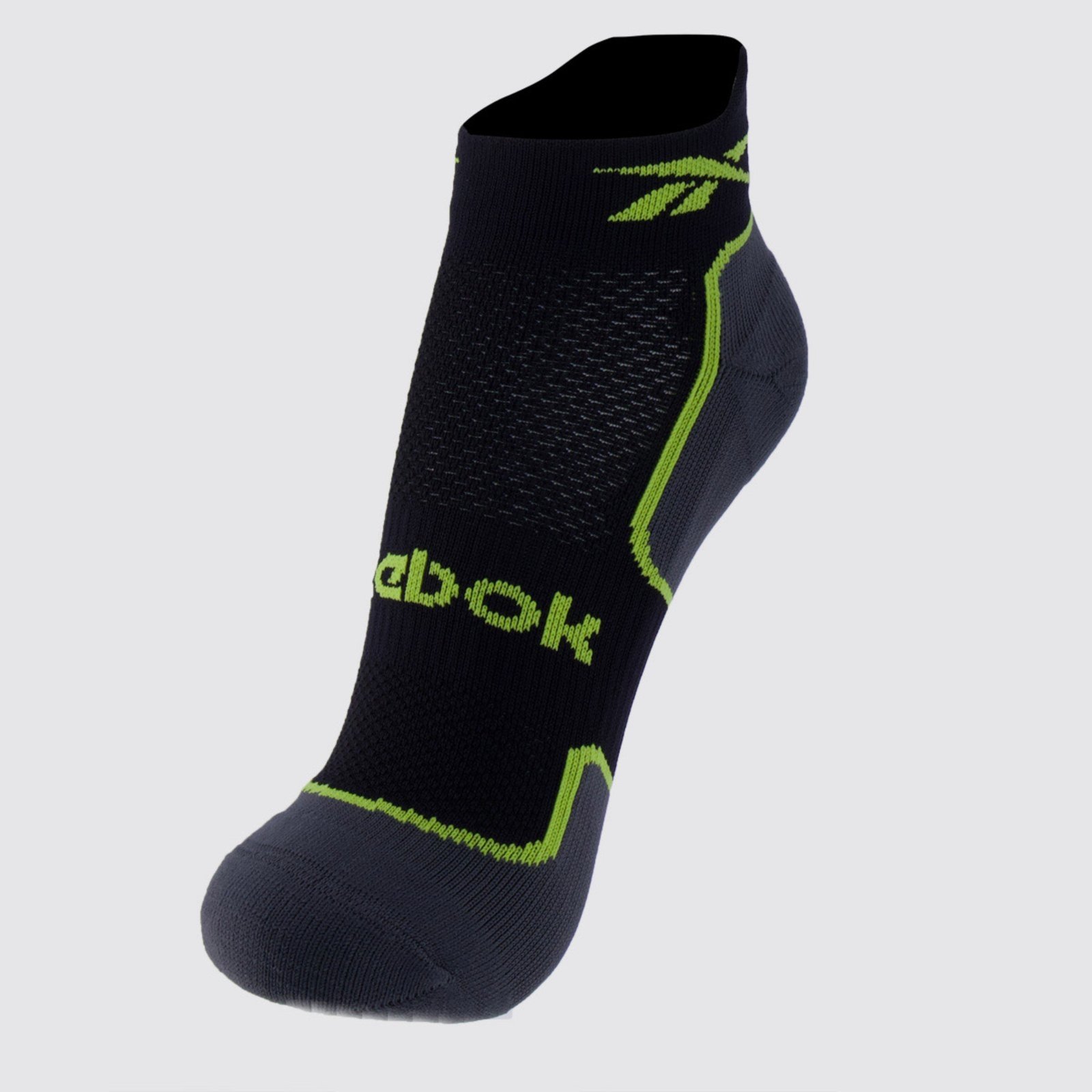 Meia Reebok Cano Invisível Performance Feminina Preta e Verde