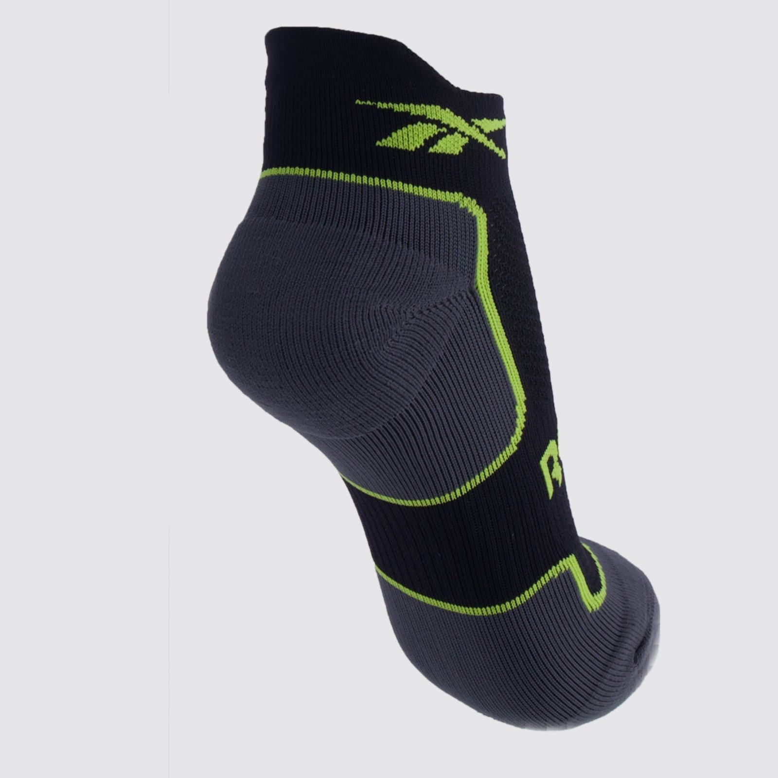 Vista 3 Meia Reebok Cano Invisível Performance Feminina Preta e Verde preto verde Reebok preto verde