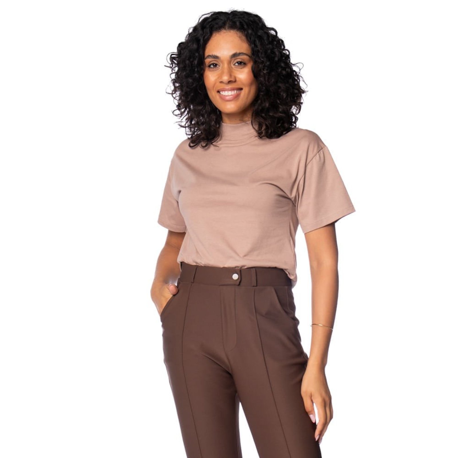 Blusa Feminina Giraffe Gola Alta Marrom Claro
