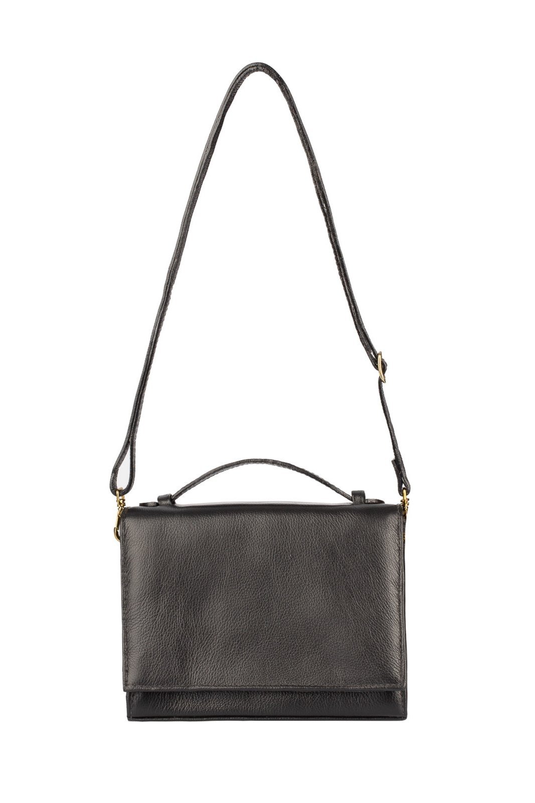 Bolsa pequena transversal de couro liso Deise - Preto