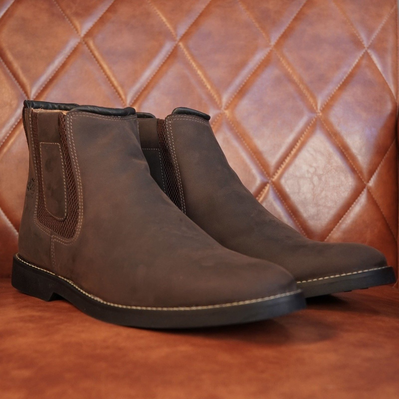 Bota Botina Maculina De Couro Legítmo Estilo Chelsea Solado Costurado Horse