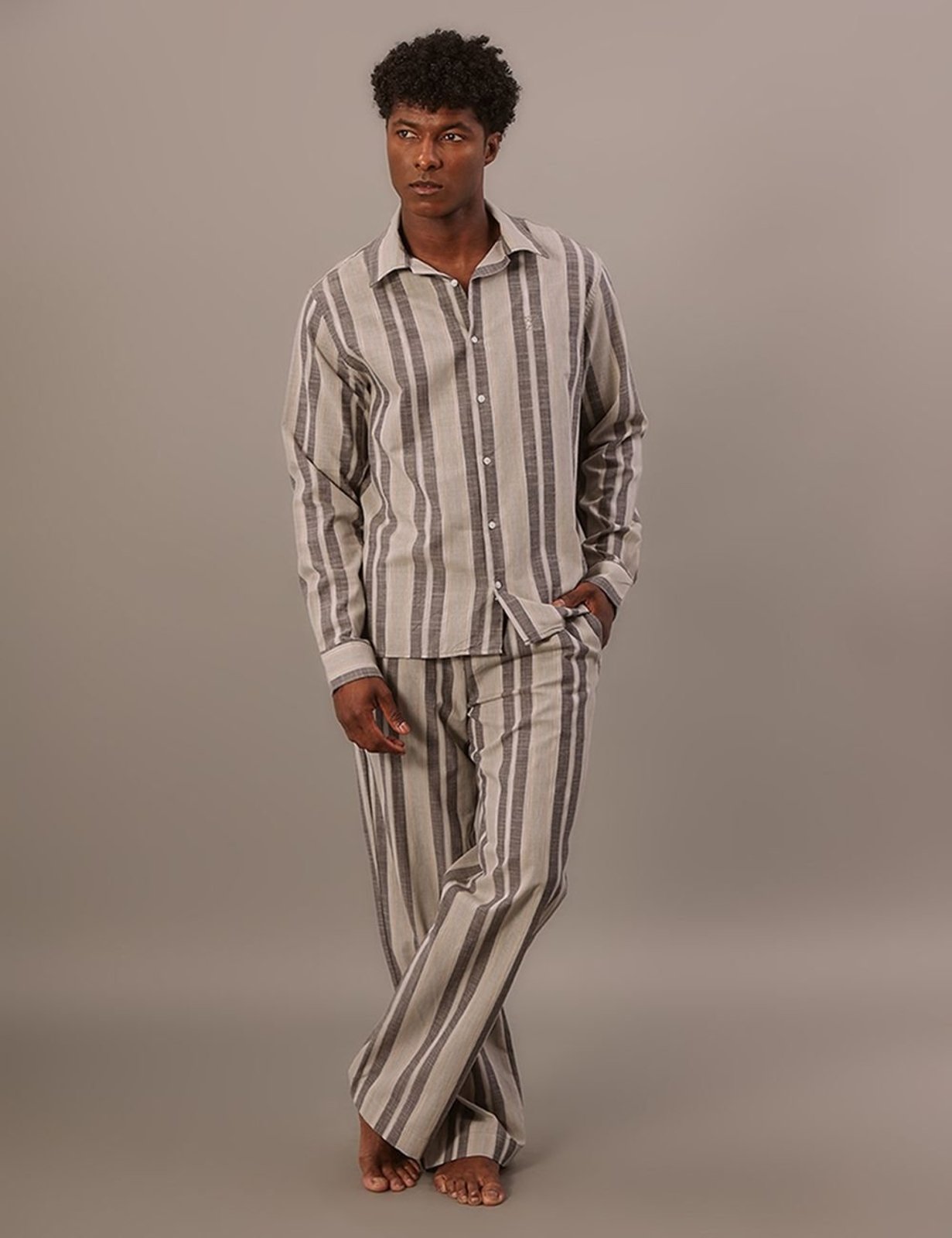Pijama Masculino Camisa Manga Longa e Calça - Mescla Calvin Klein Jeans