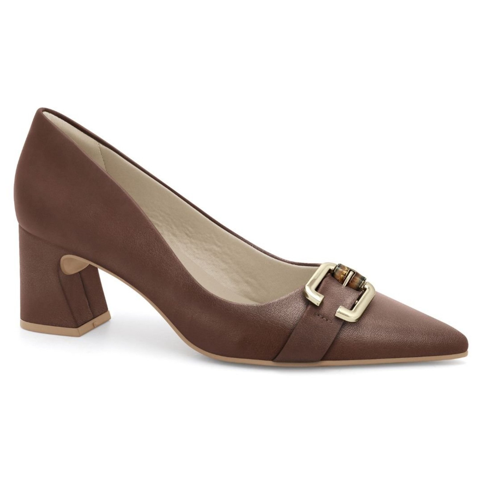 Sapato Feminino Bico Fino Salto Médio Ramarim 2516251 - Rum
