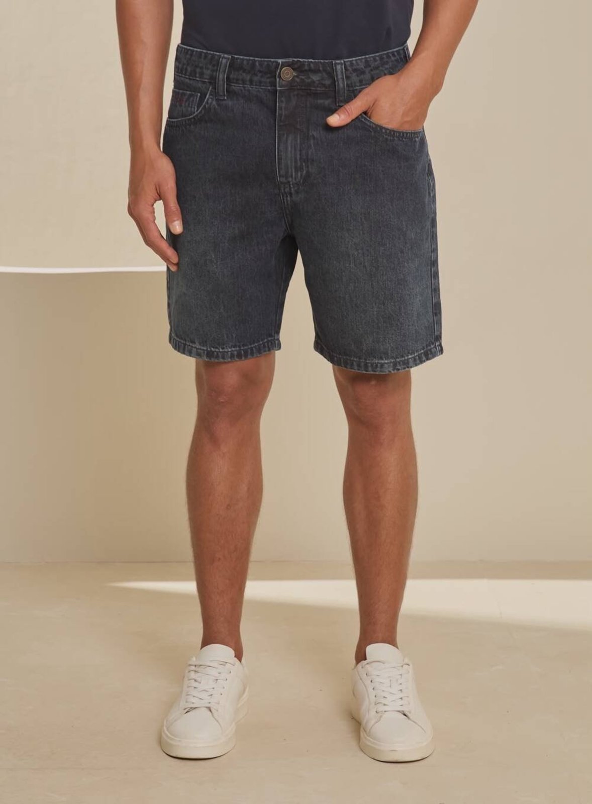 Bermuda Jeans Masculina Estonada - Dom Forum Indigo