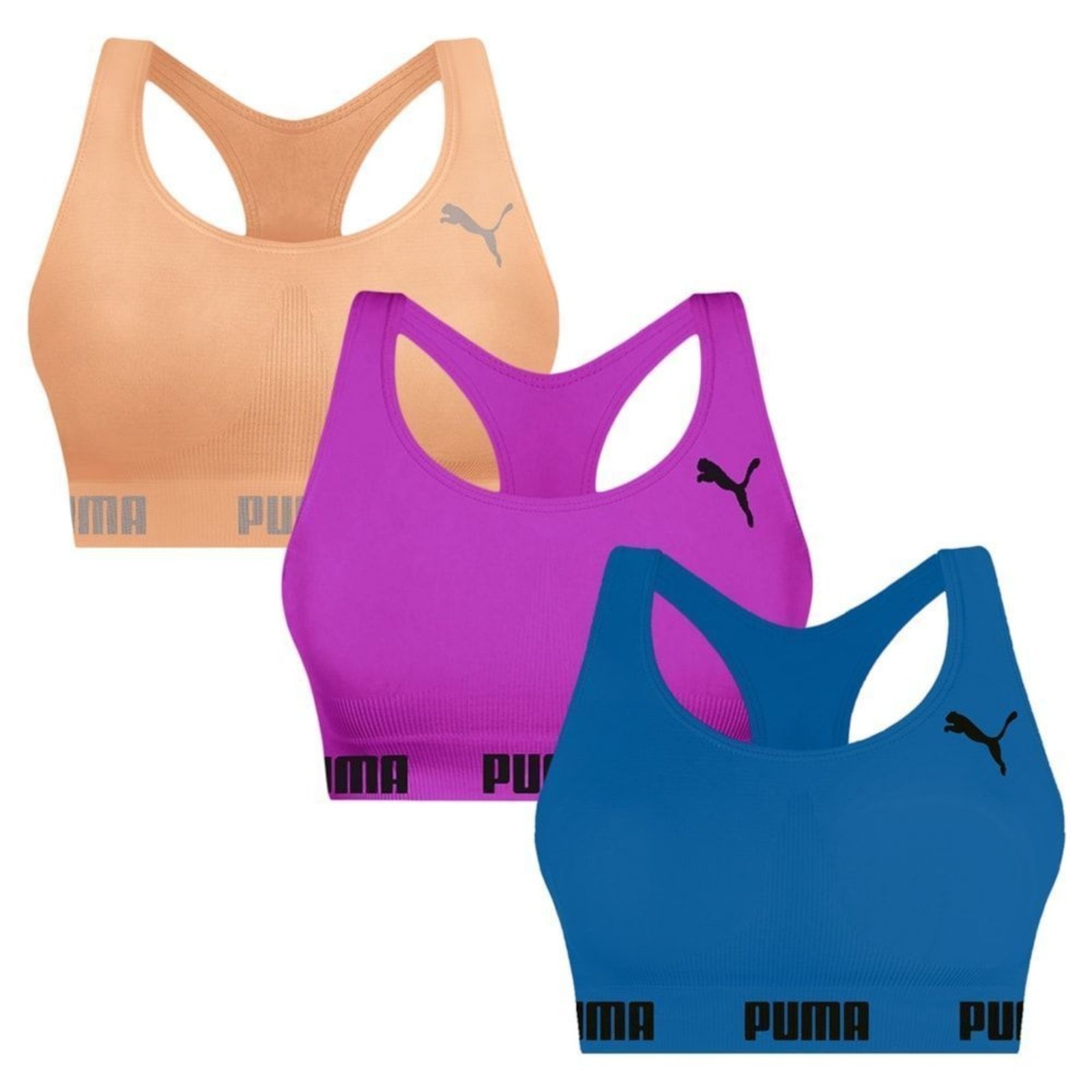 Kit 3 Tops Puma Nadador Sem Costura Feminino – Azul – puma