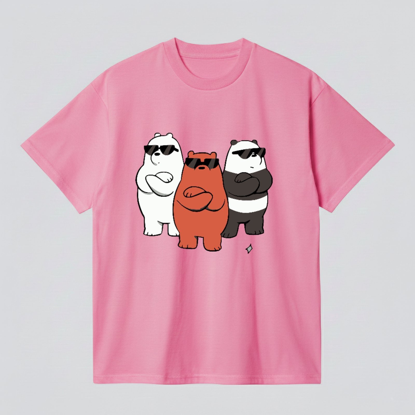 Camiseta Básica Trio Urbano We Bare Bears Geek Unissex Rosa