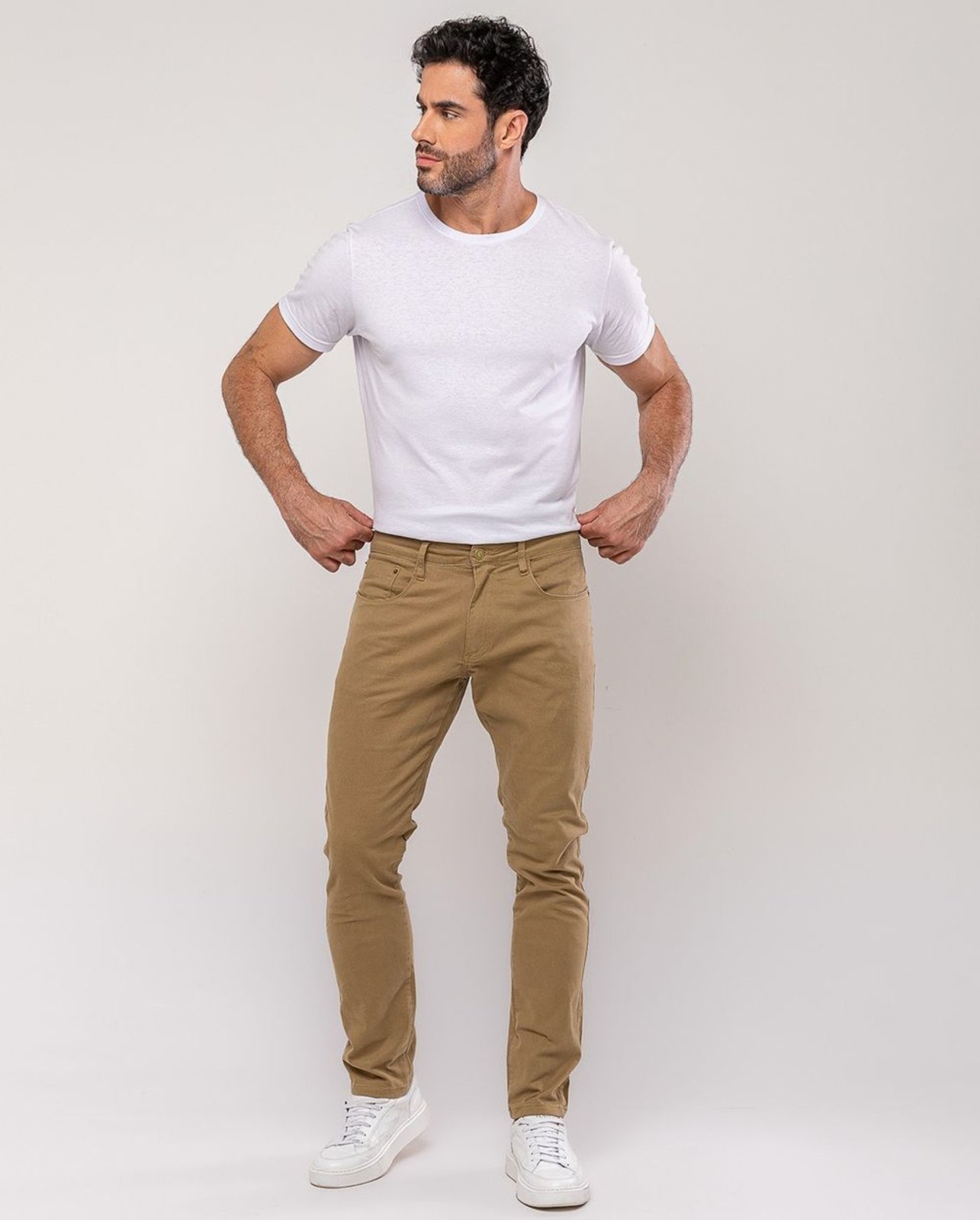 Calça Sarja Masculina Slim Fit Básica 22191 Capuccino Consciência