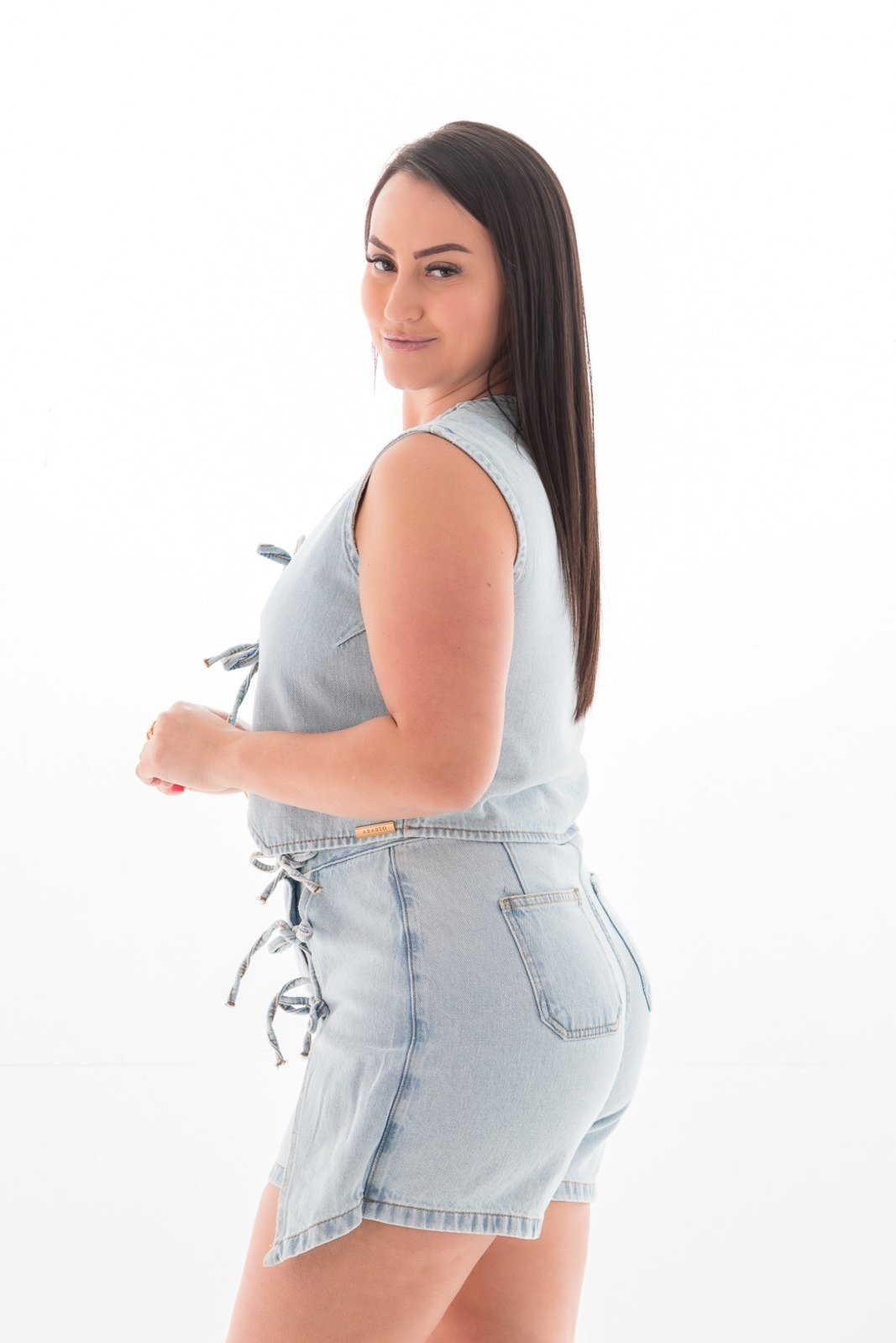 Vista 3 Colete Feminino Arauto Laço ARAUTO JEANS azul/jeans ARAUTO JEANS azul/jeans
