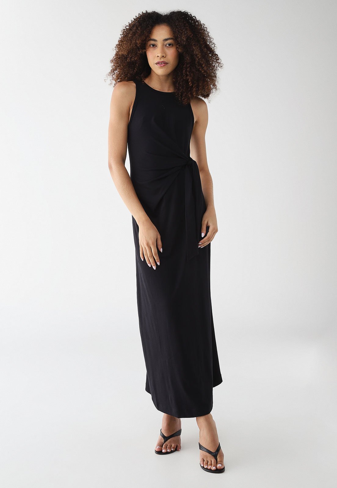 Vestido Feminino Colcci Longo Detalhe Torcido Preto