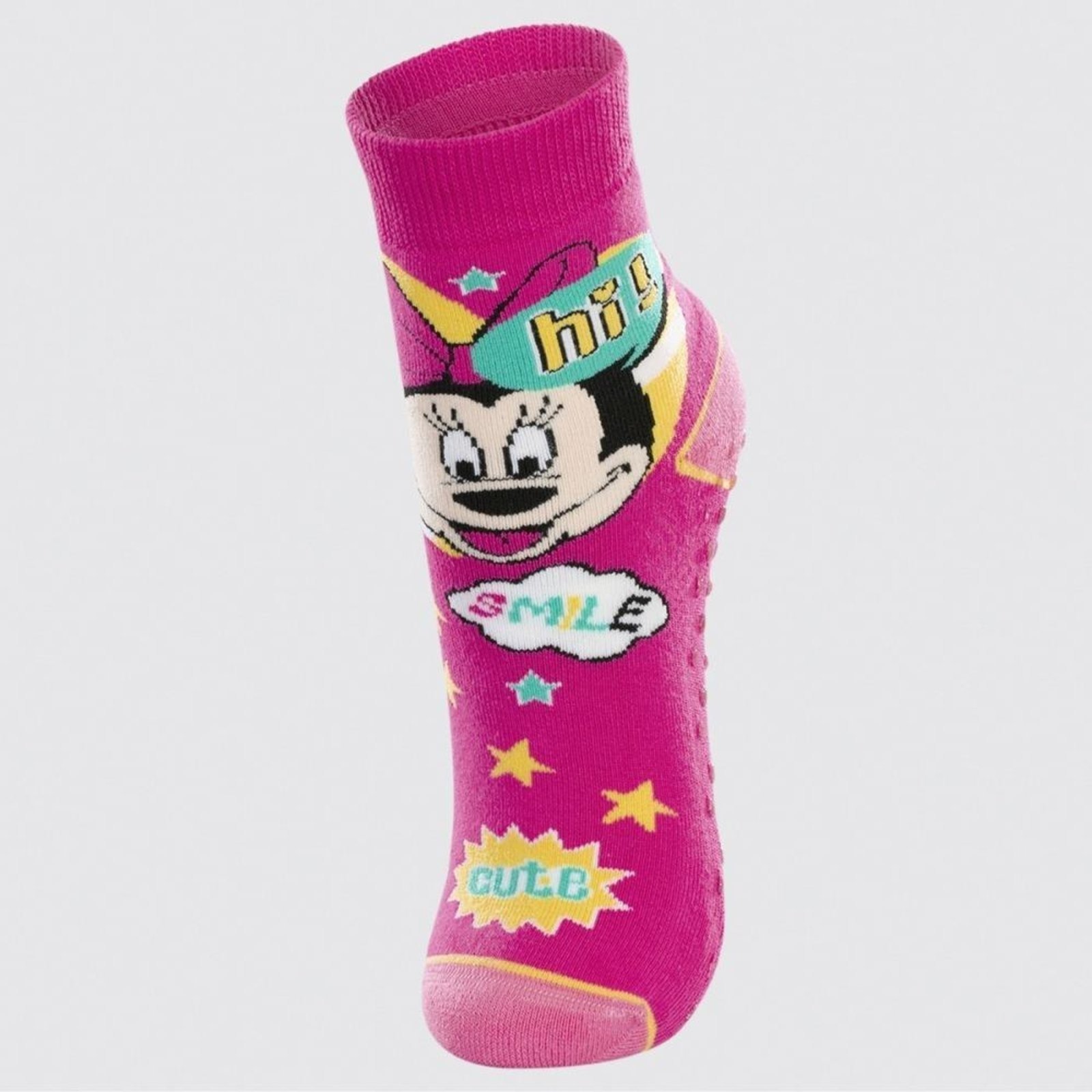 Vista 2 Meia Lupo Minnie Cano Alto 2942 Antiderrapante Pink rosa pink Lupo rosa pink