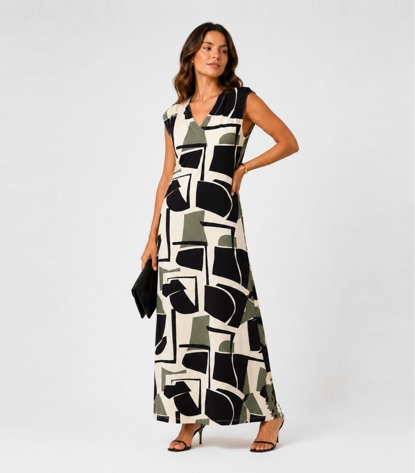Vestido Feminino Com Decote Em V Infinita Cor Bege